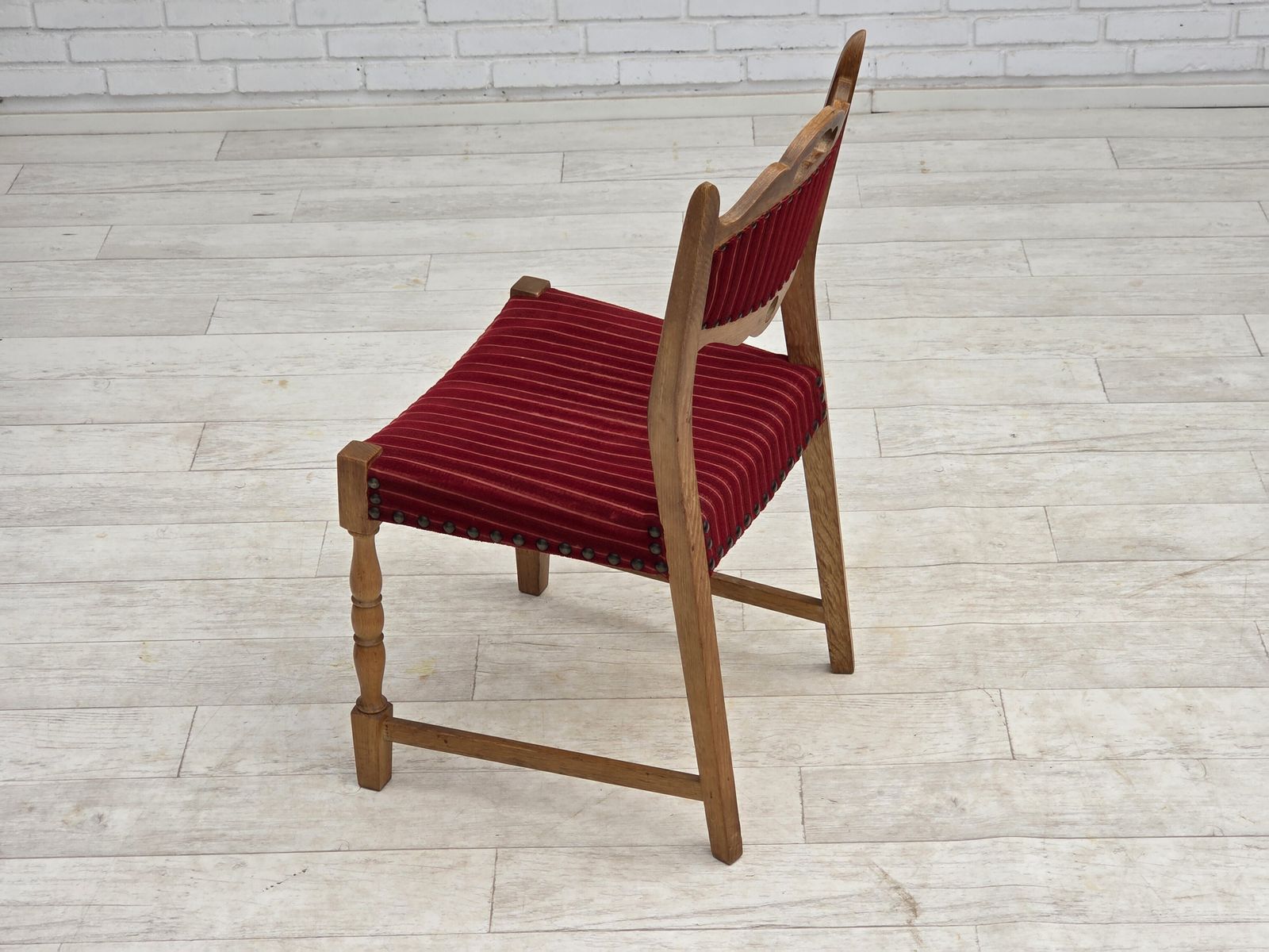 1350.0 Ca. Jaren 1970, Set Van 6 Deense Eetkamerstoelen, Eikenhout, Meubelwol. photo
