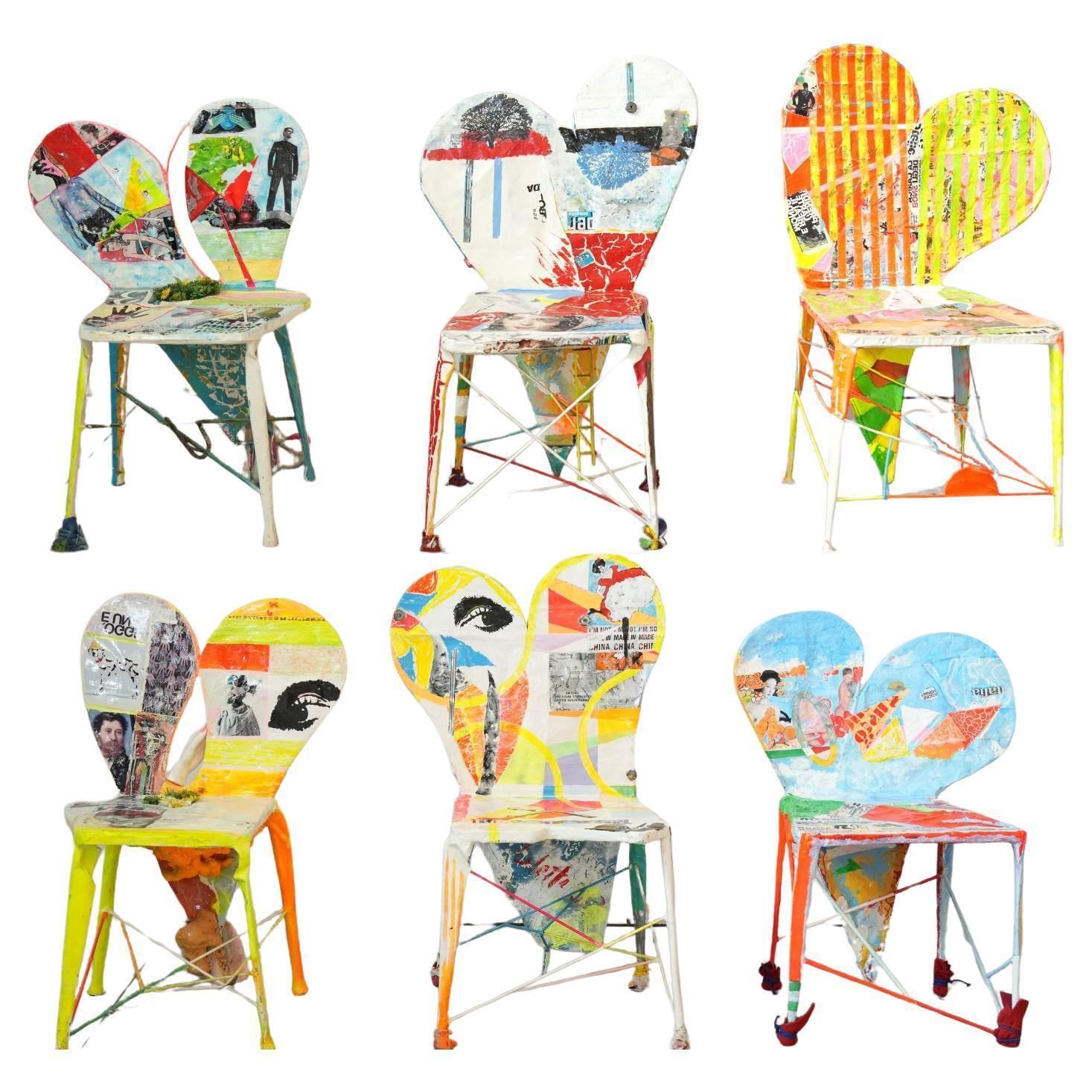 Set Of 6 Signed Pop Art Chairs By Guido Coletti (1995, Signed In 2013)