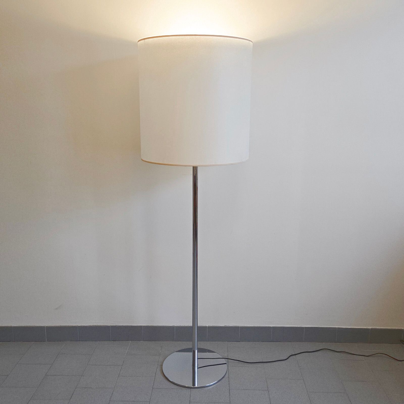 Important Vintage 1970s Roche Bois Chrome Steel Floor Lamp 70s photo for sale