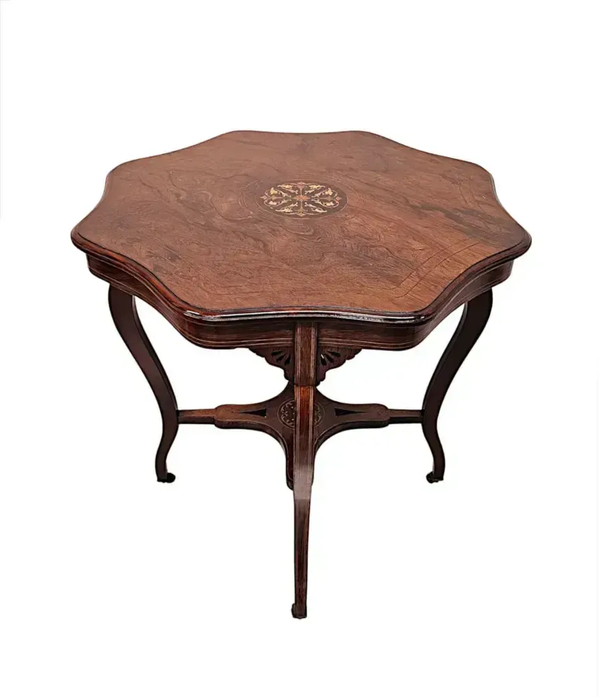 A Stunning Edwardian Inlaid Occasional Or Lamp Table photo Furniture