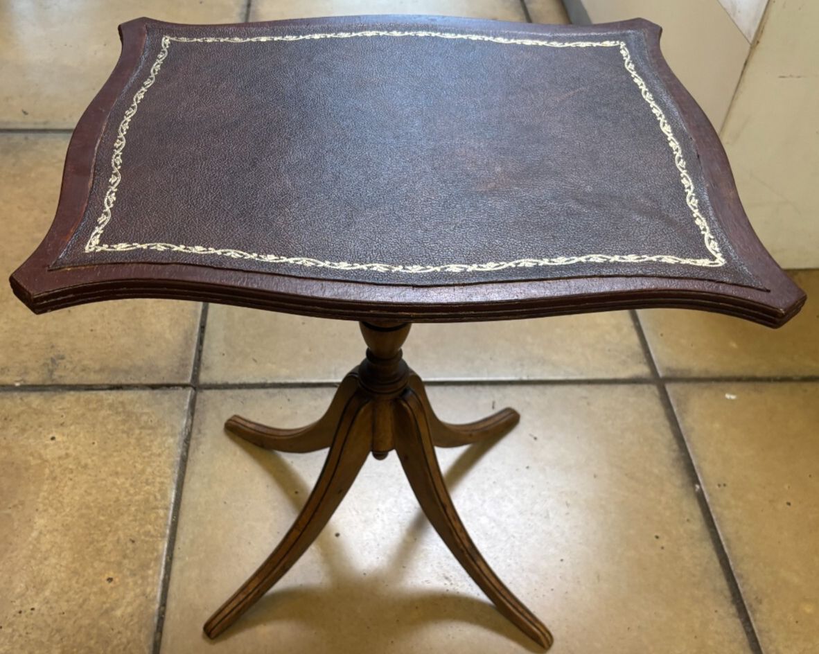 Antique Mahogany Occasional Table With Leather Top