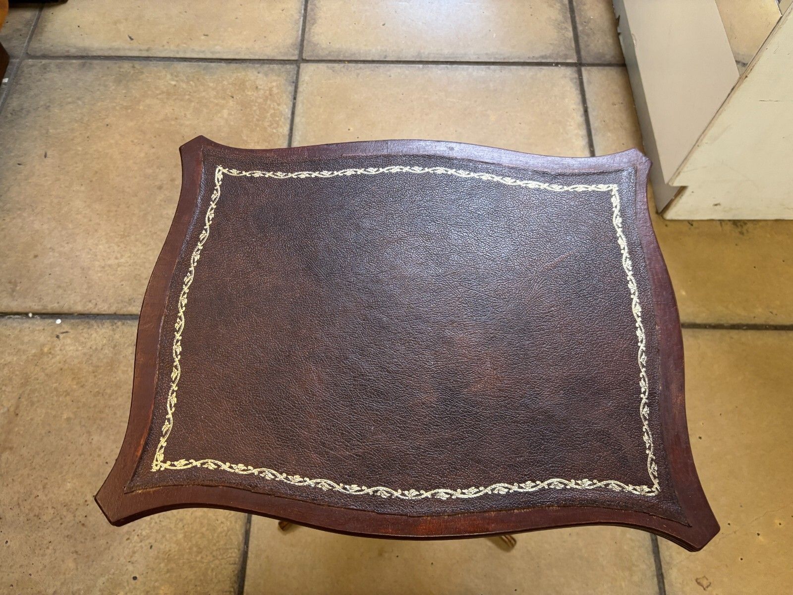 Antique Mahogany Occasional Table With Leather Top photo Furniture