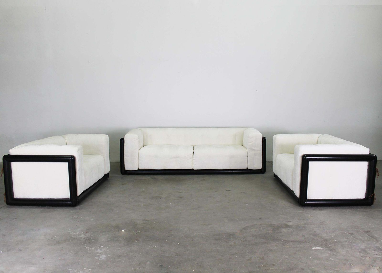 Carlo Scarpa Cornaro Living Room Set In Lacquered Wood And Fabric By Gavina 1970 photo Furniture