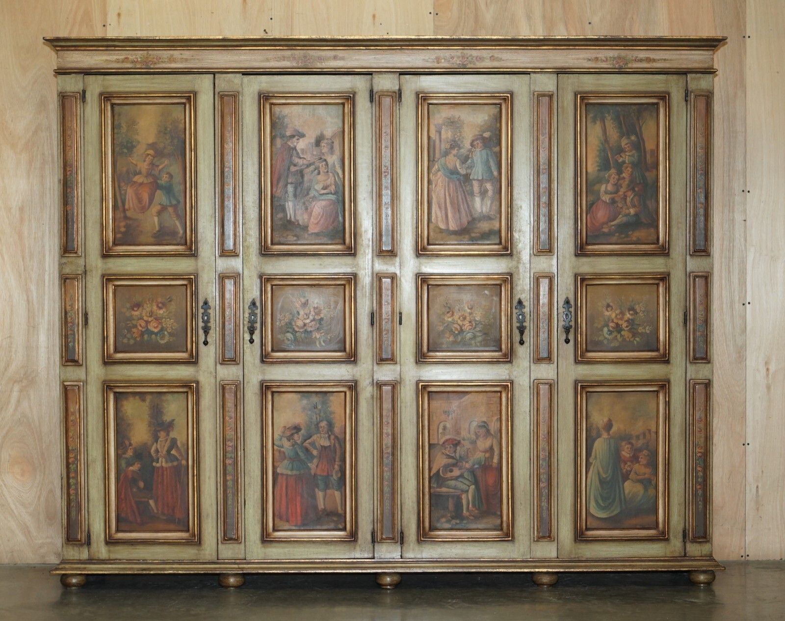 Stunning Vintage Oak Italian Housekeepers Cupboard Or Double Bank Wardrobe photo furniture