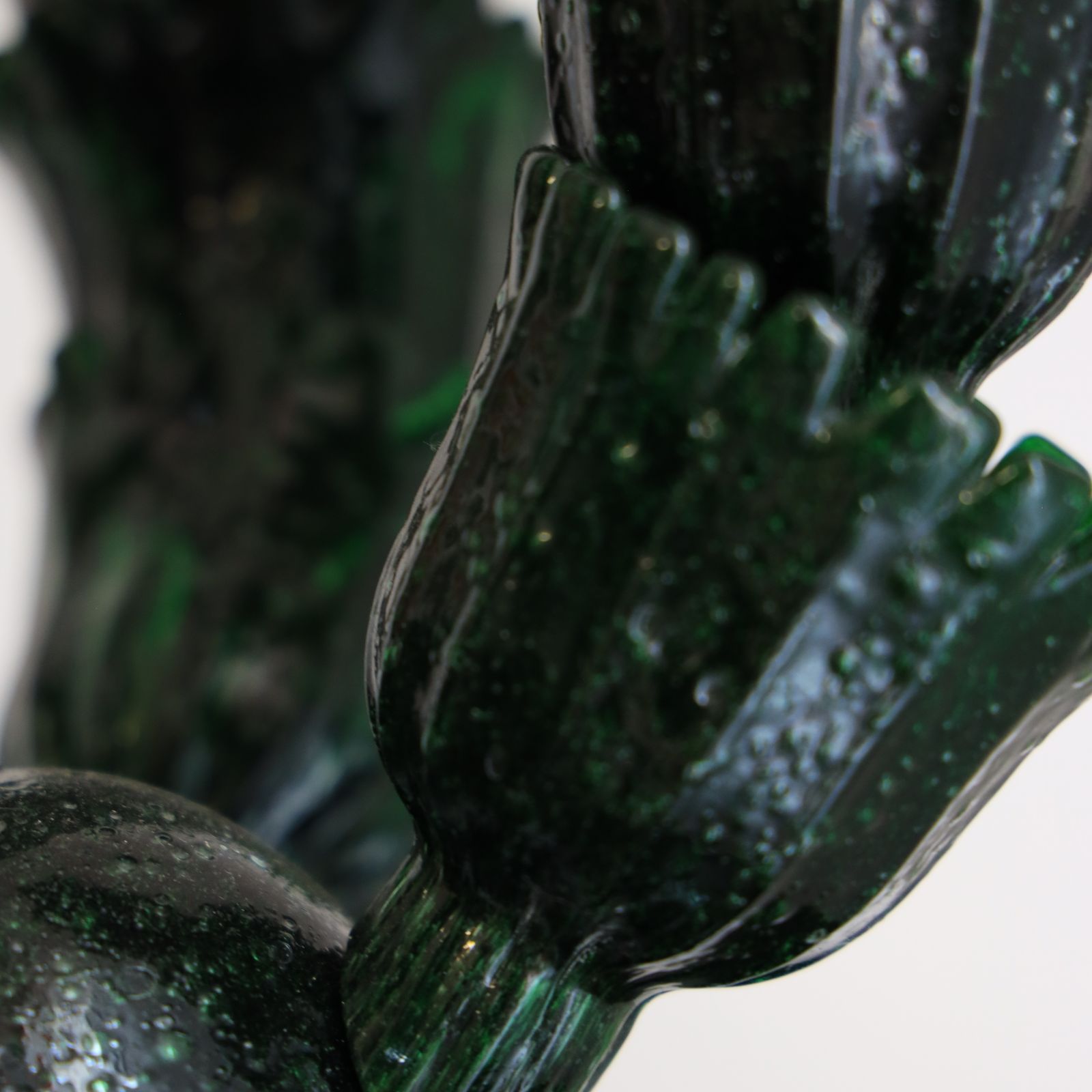 Scultura Cactus In Vetro Pulegoso Verde Con Fiori Rosso Corallo, Attribuita A Napoleone Martinuzzi Per Venini photo vintage