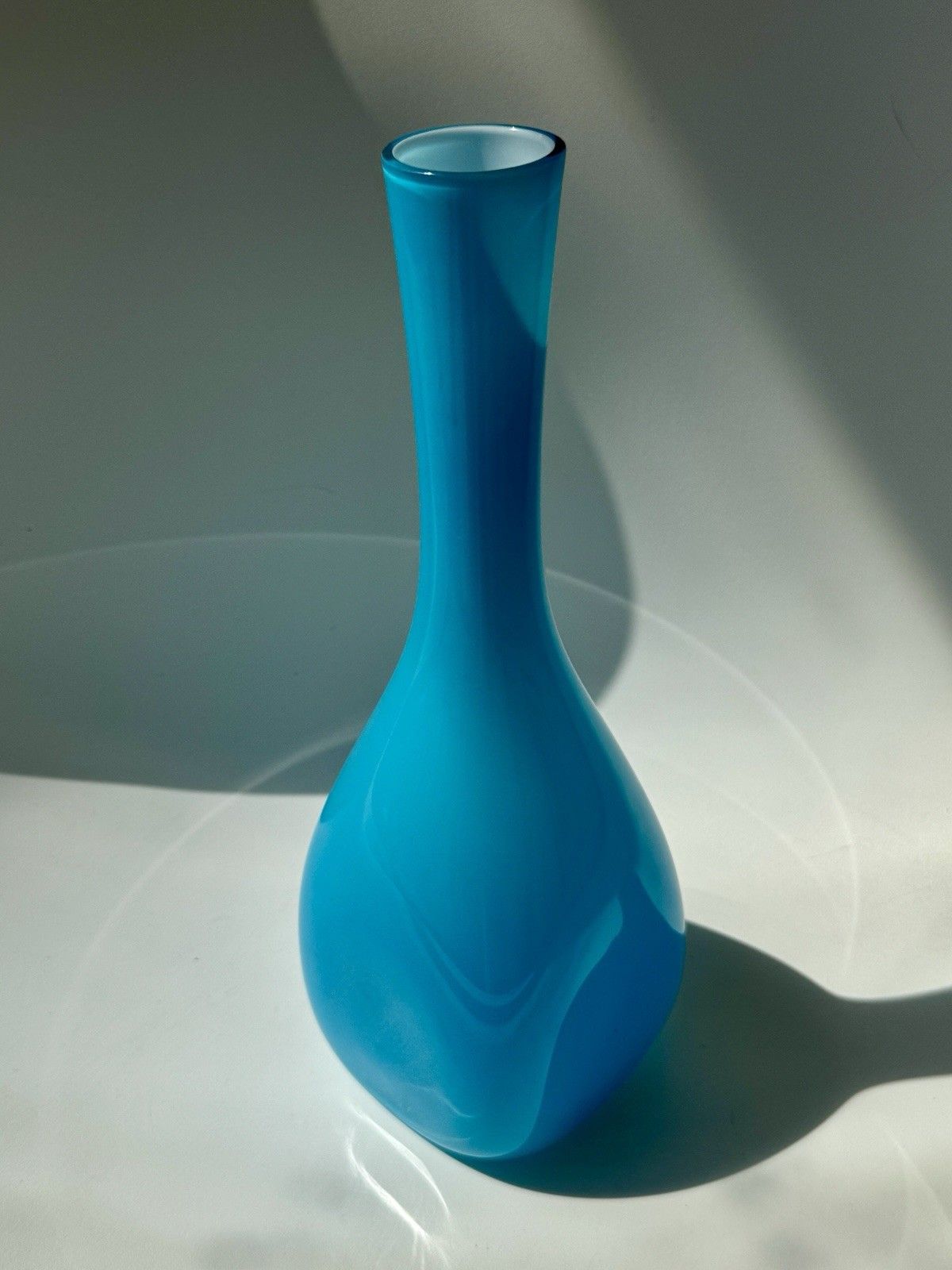 Home Decor 2 Turquoise Cased Glass Vases By Ekenas Glasbruk Sweden Scandinavian Vintage photo