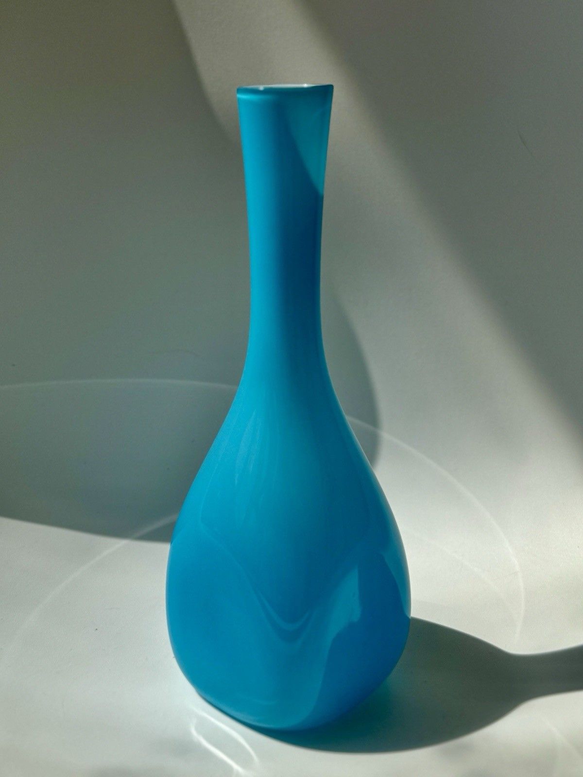 99.0 2 Turquoise Cased Glass Vases By Ekenas Glasbruk Sweden Scandinavian Vintage photo