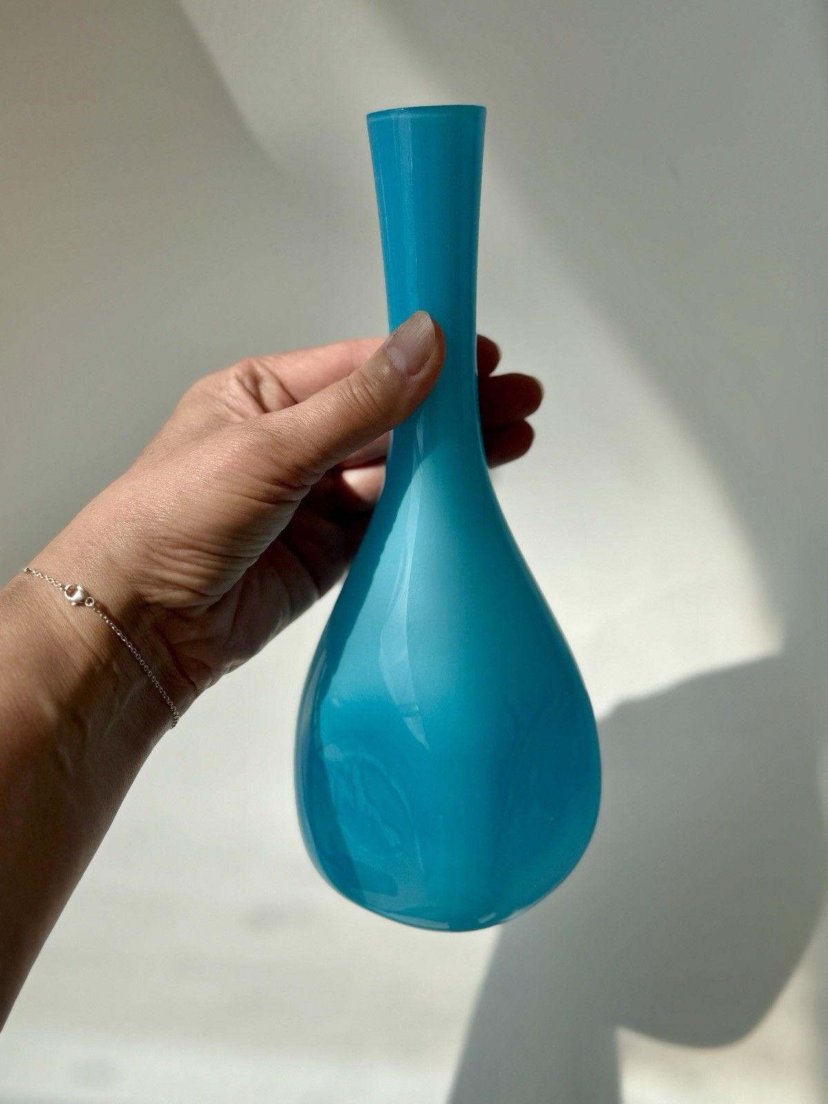 photo buy 2 Turquoise Cased Glass Vases By Ekenas Glasbruk Sweden Scandinavian Vintage