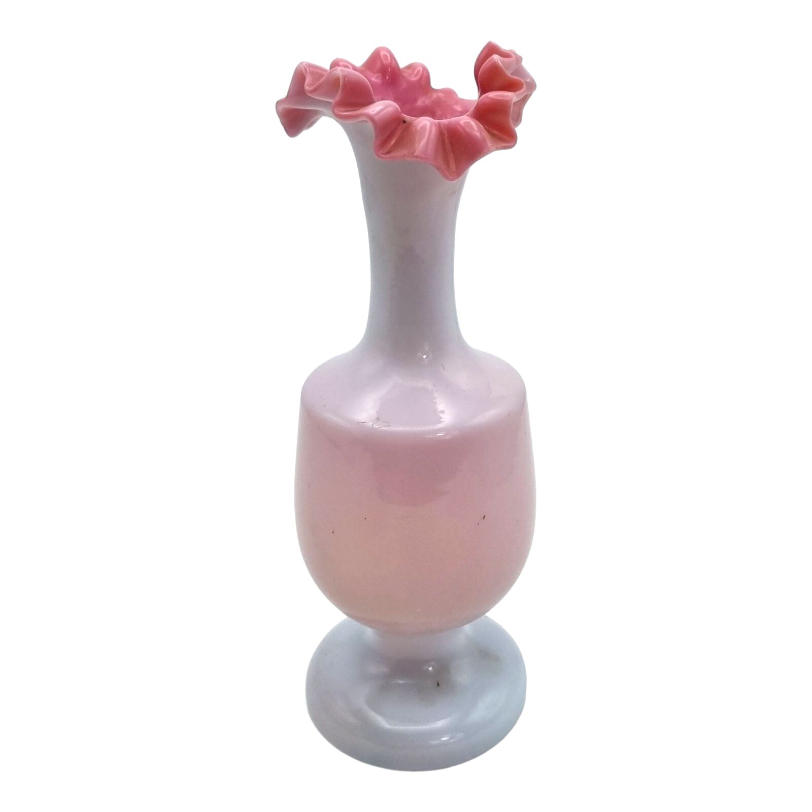 Victorian Vase Jack In The Pulpit Opaline Pink Milk Glass Ruffle Bud Vase photo Home Decor