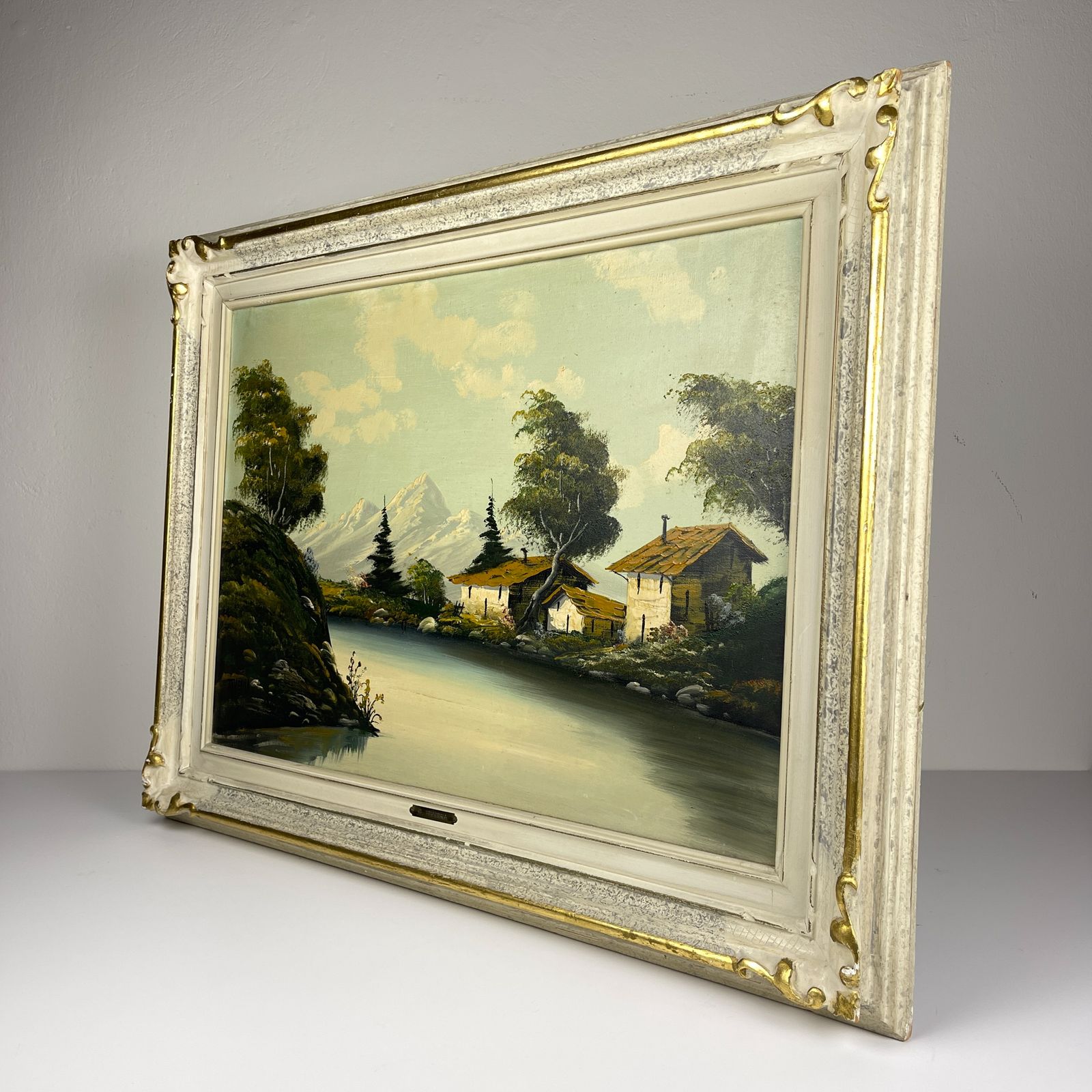 Original Large Landscape Oil Painting By G. Taverna (1814 1878), Signed, Swiss, The 19century photo 1870.0