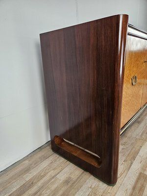 Art Deco Sideboard In Mahogany And Maple With Black Glass And Brass Finishes By Osvaldo Borsani For La Permanente Mobili Cantù, 1950 photo furniture