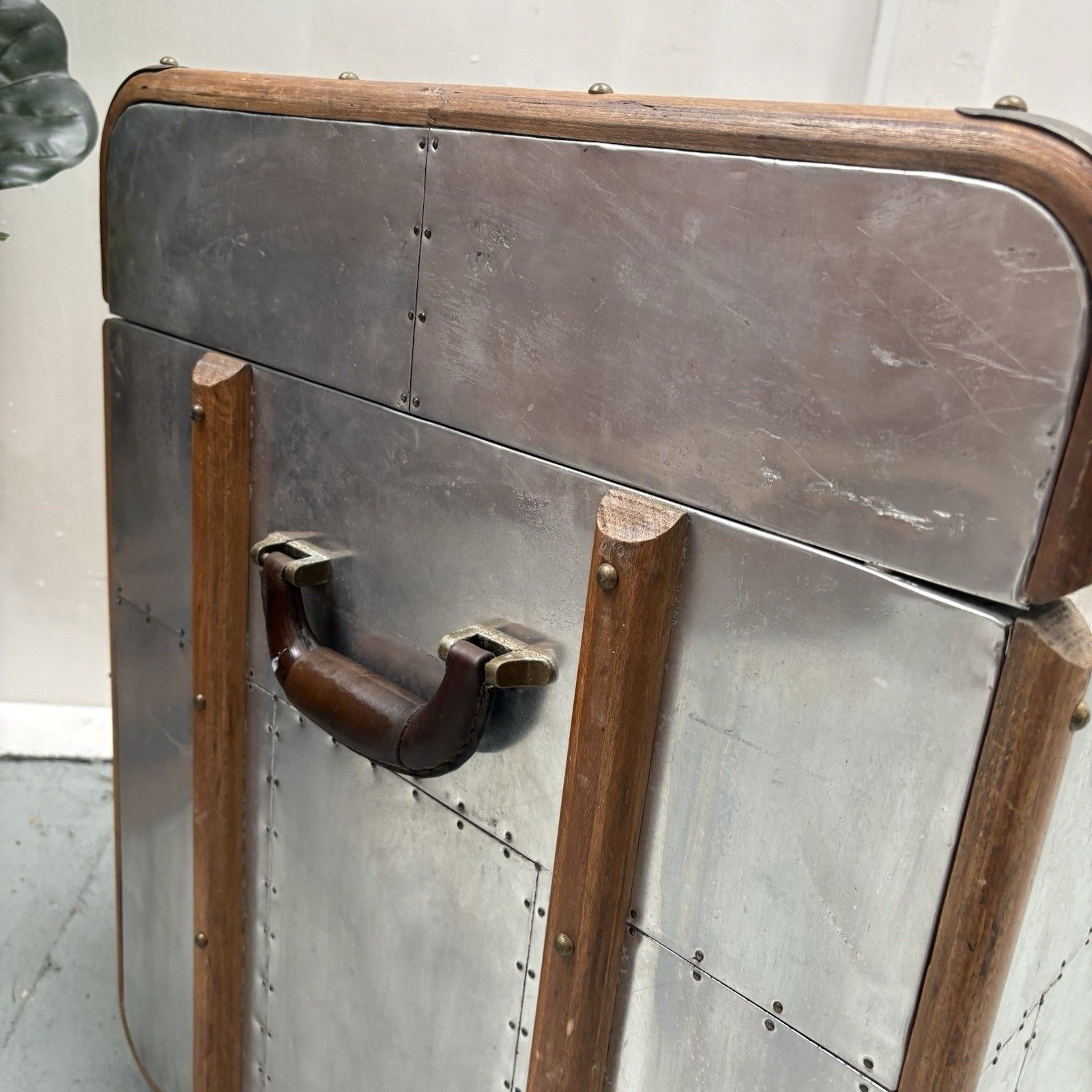 Industrial Aluminium Aviator Style Side Table Storage Box photo Furniture