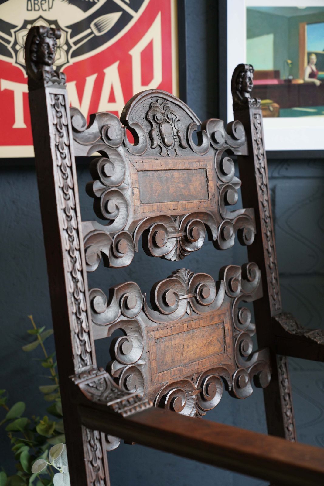 Italian Renaissance Revival Hall Chair Carved Wainscot Throne Ecclesiastical photo furniture