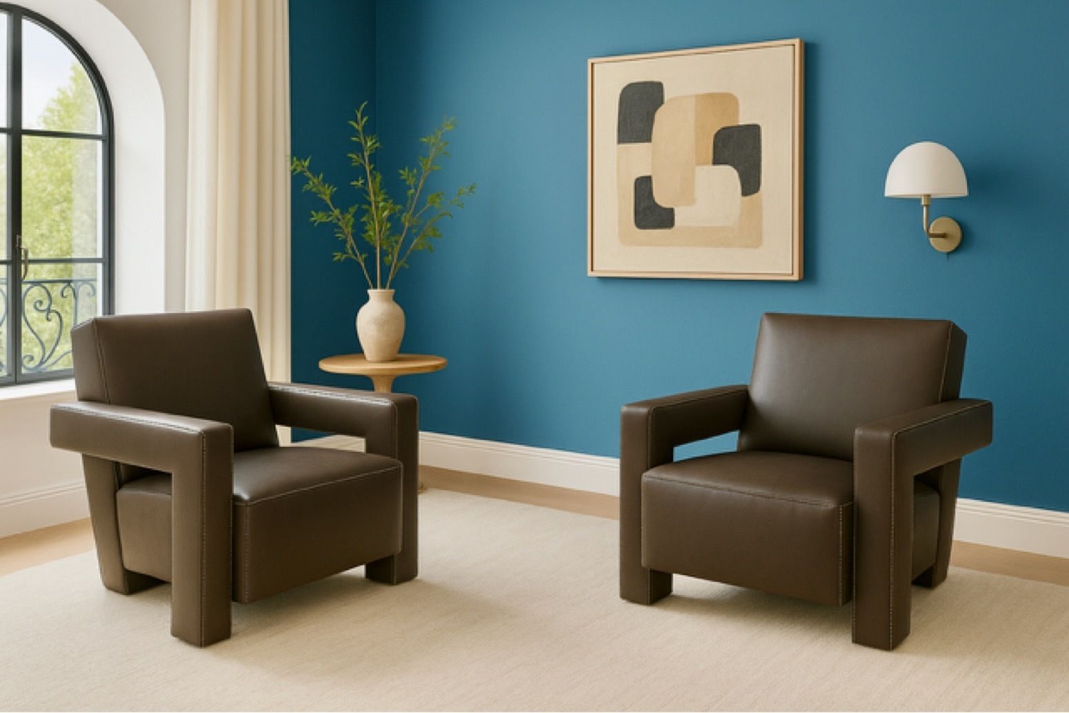 Gerrit Rietveld For Cassina – Pair Of Iconic ‘Utrecht’ Chairs In Leather photo buy