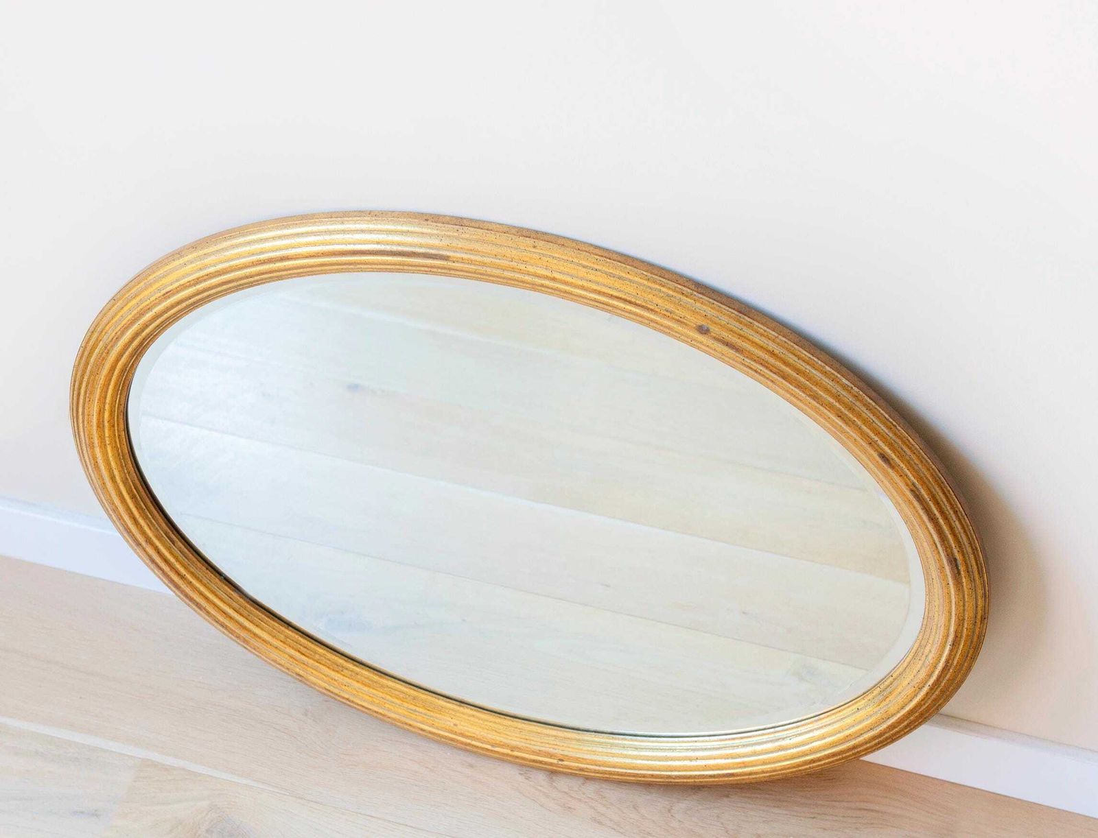 Oval Golden Mirror, Large Belgian Mirror With Beveled Glass, Deknudt, Hollywood Regency, Mid Century Wall Mirror, Made In Belgium photo Home Decor
