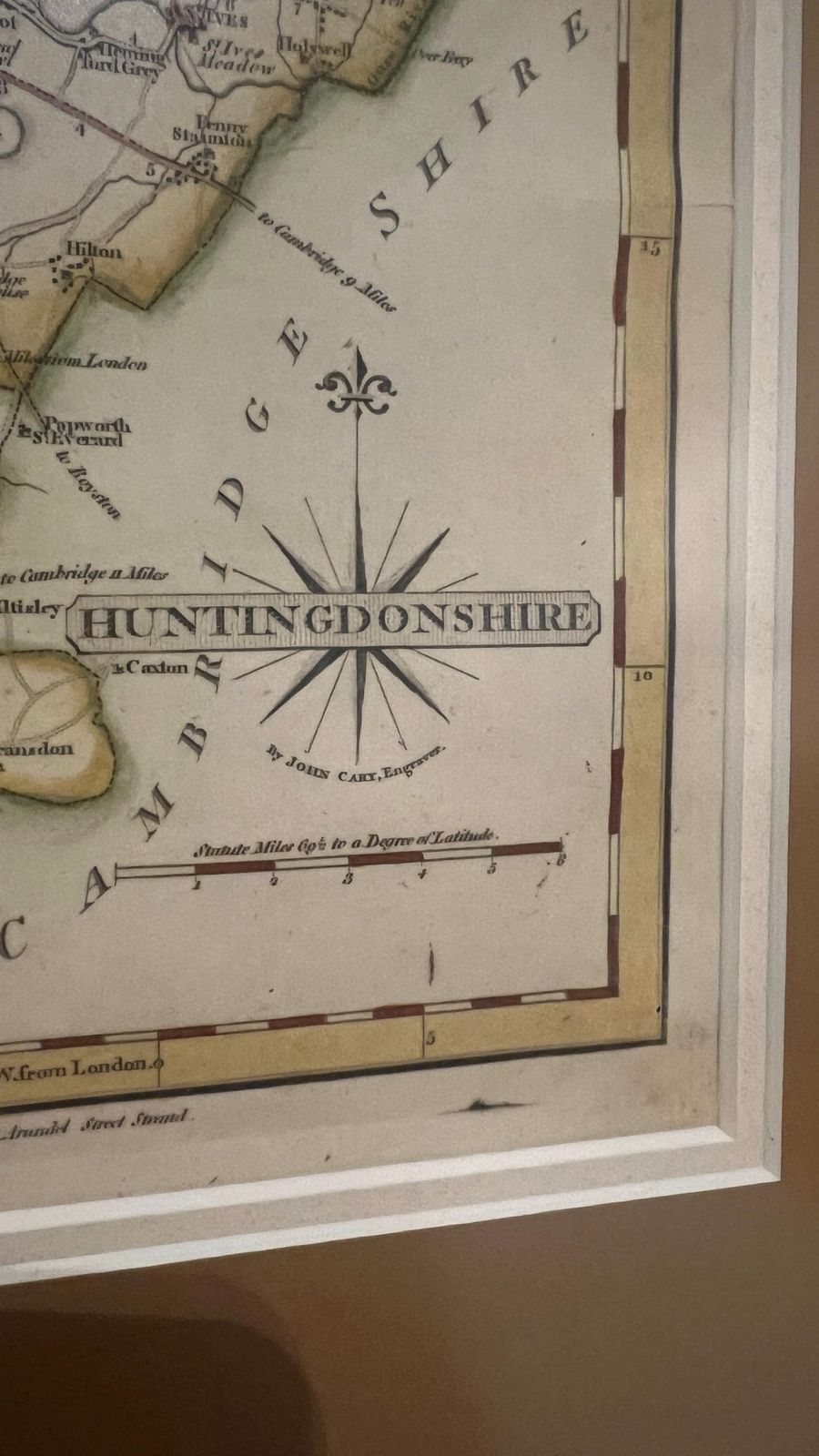 Framed 18th Century Map Of Huntingdonshire By John Cary, C.1787 – Antique English County Map photo Art