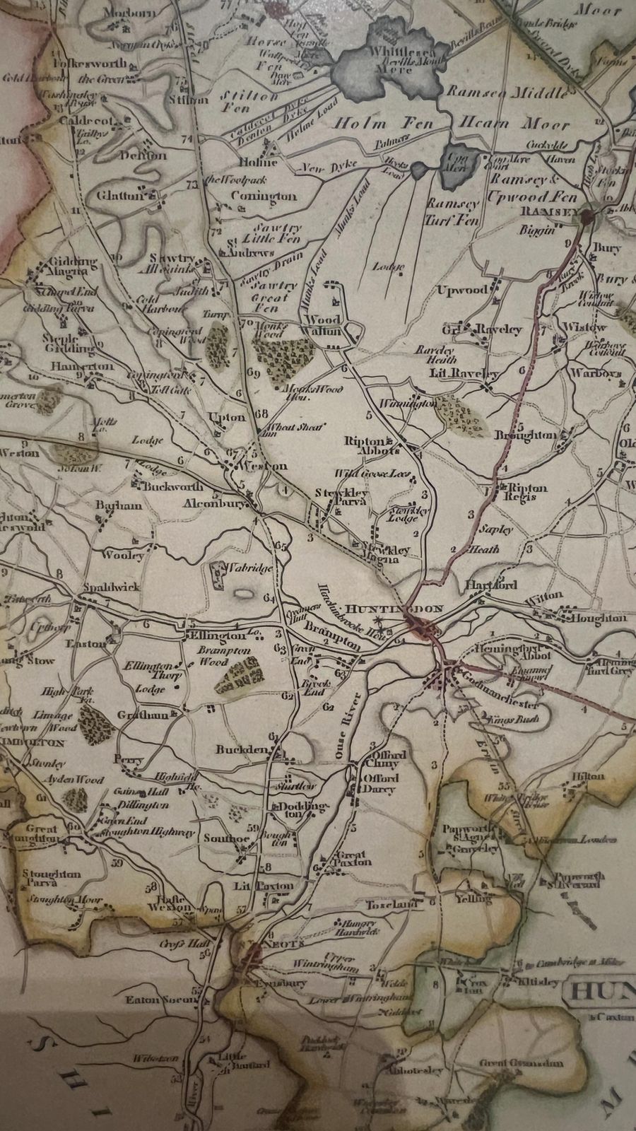 Framed 18th Century Map Of Huntingdonshire By John Cary, C.1787 – Antique English County Map photo vintage