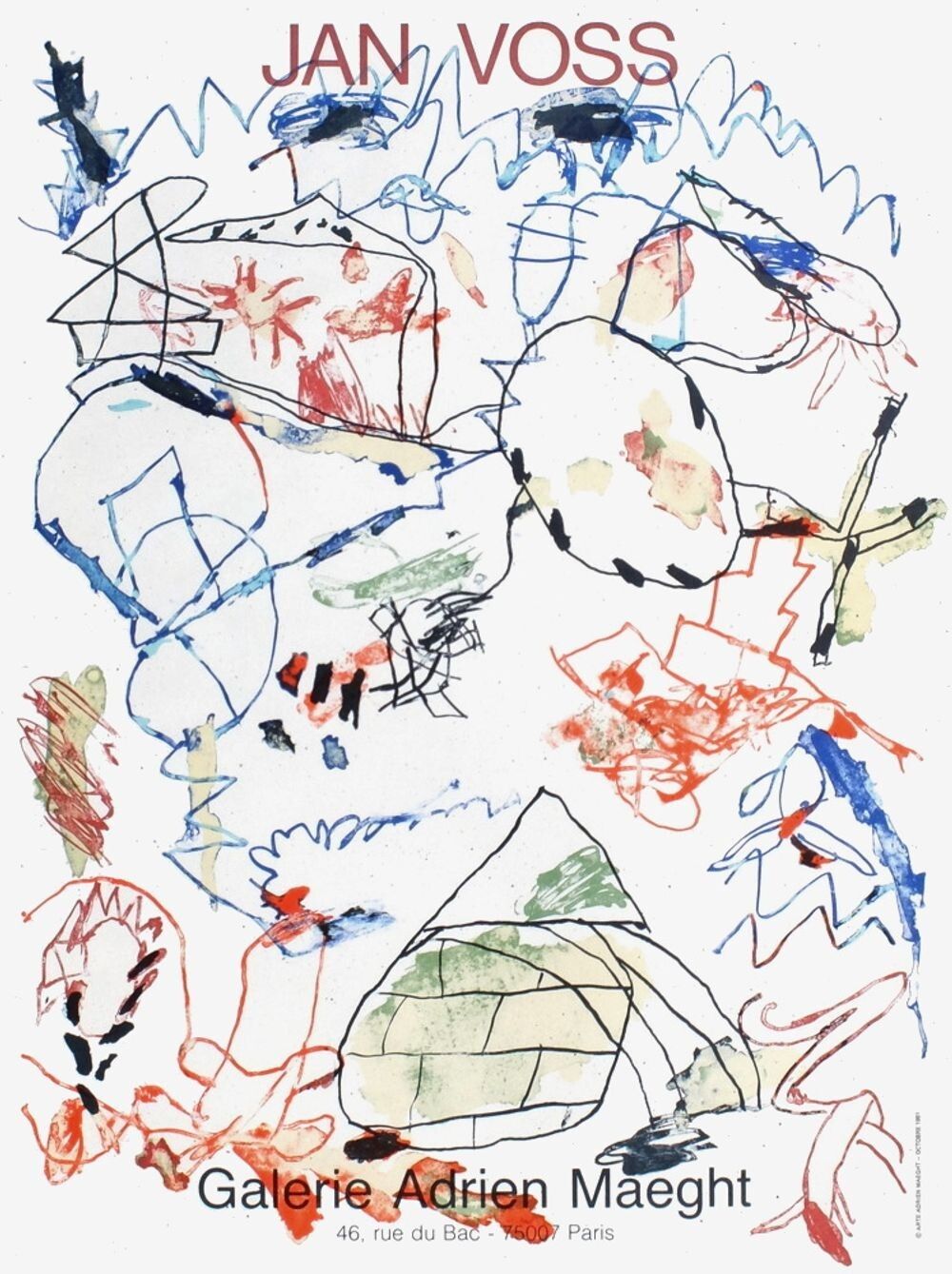 Jan Voss Vintage Poster Poster Exhibition Paris 1982 Adrien Maeght