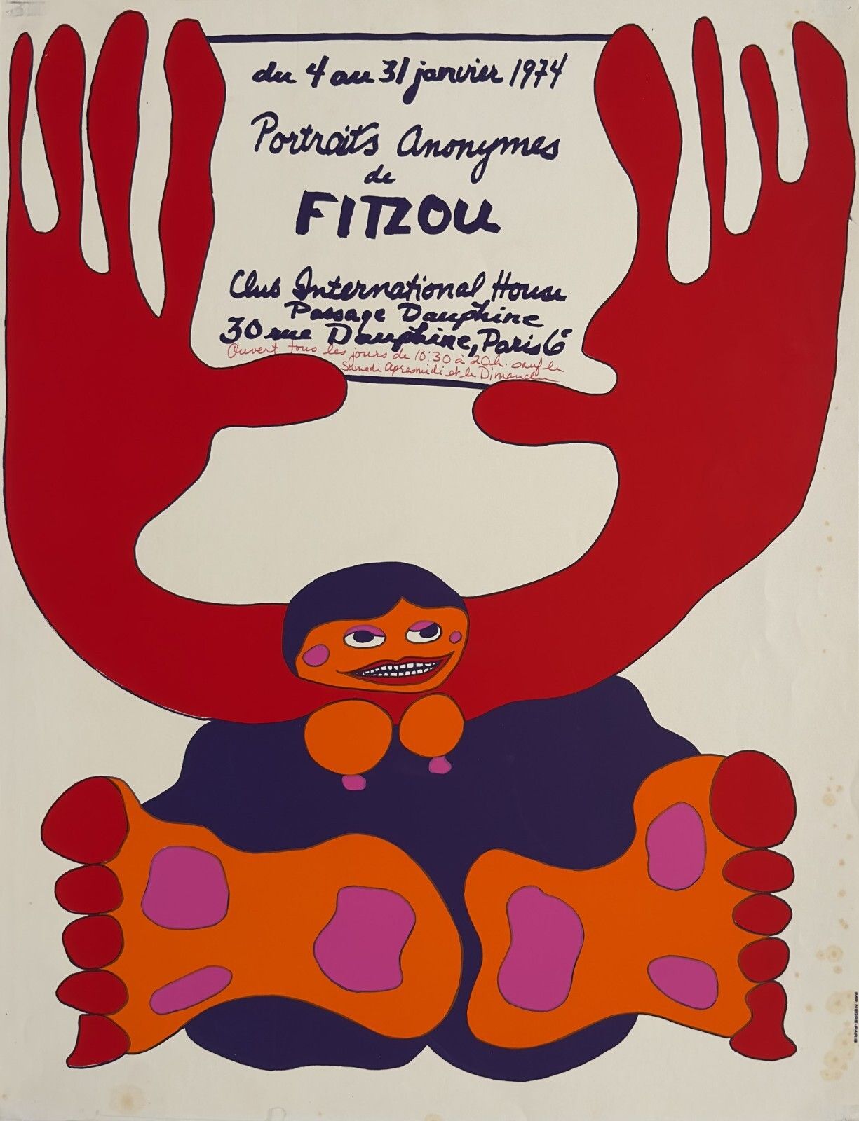 1970 Pop Underground Screen Print Poster Fitzou Club International House Paris
