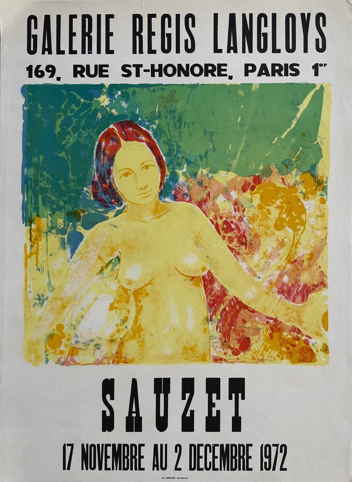 Claude Sauzet Poster Poster Poster Lithograph Exhibition Paris 1972