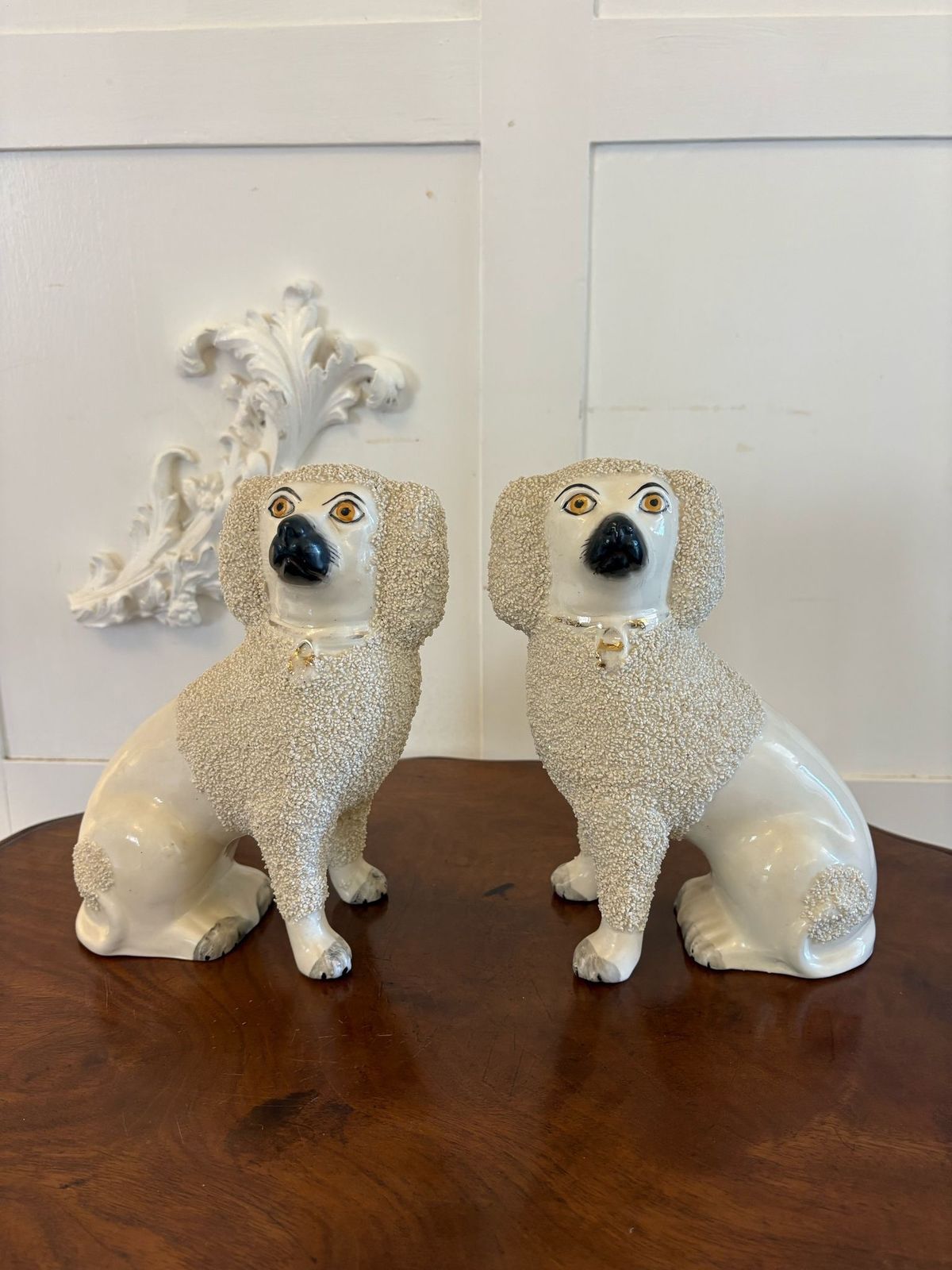 Pair Of Antique 19th Century Quality Staffordshire Poodles