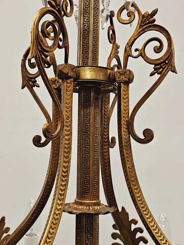A Very Rare Large 19th Century French Gilt Bronze And Crystal Eight Branch Rewired Gasolier photo buy