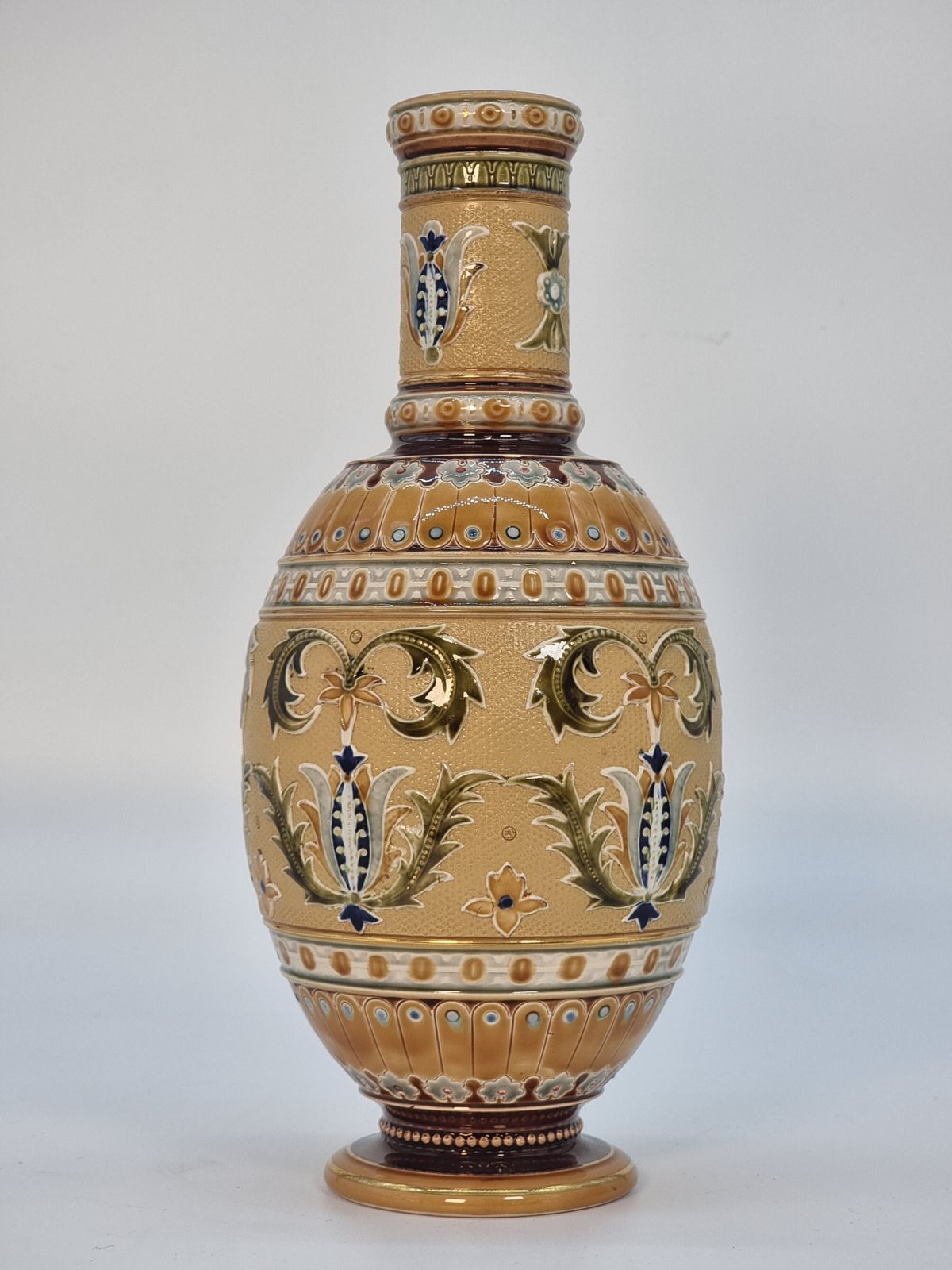photo vinterior A Pair Of Late 19th Century German Pottery Vases, Made By The Mettlach Factory, Circa 1890