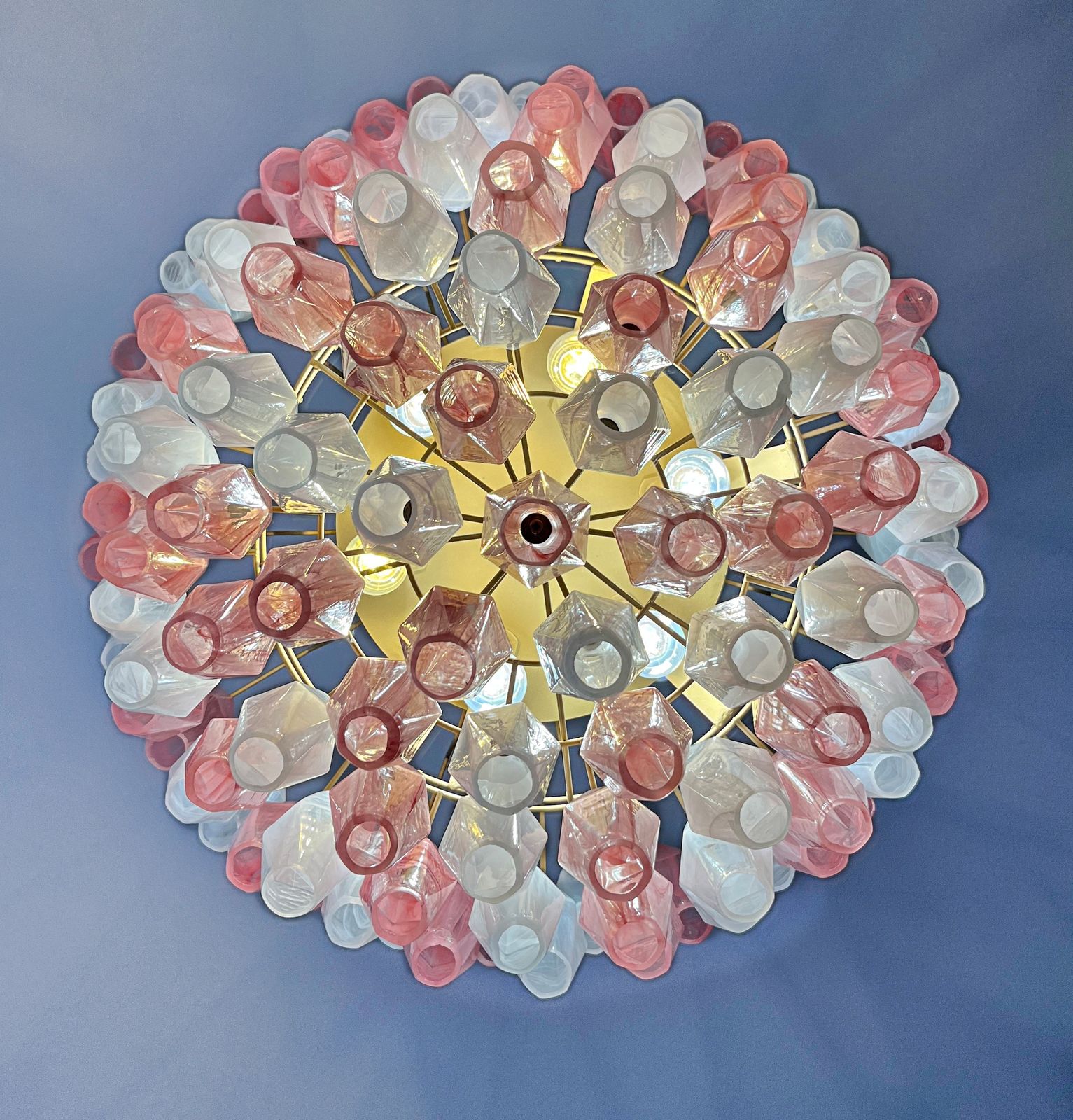 photo buy Amazing Murano Glass Candelier – 111  Multicolored Alabaster Poliedri