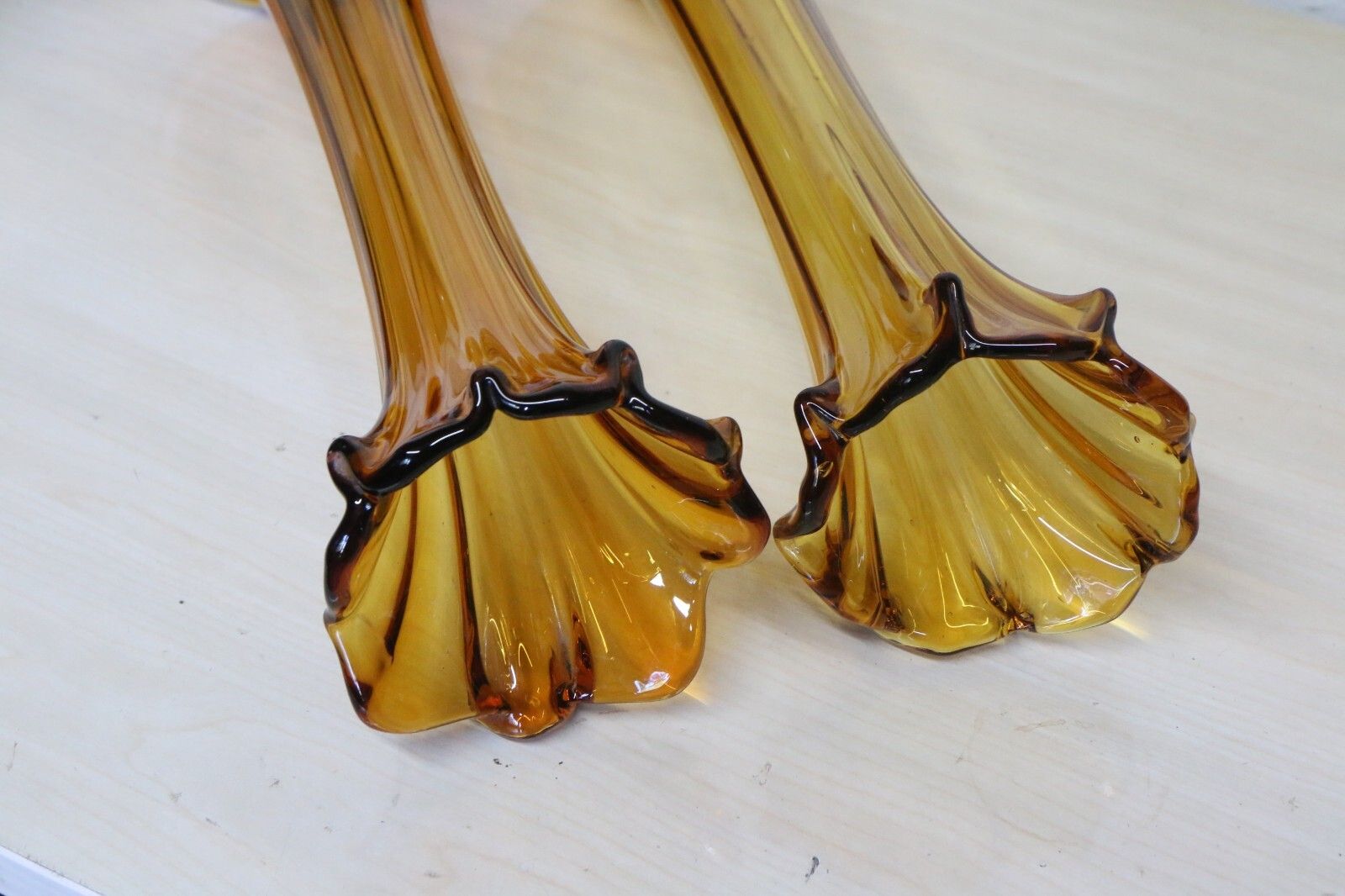 Home Decor Pair Vases Vintage Italian Moulded Glass Vases Large Striking And Unusual photo