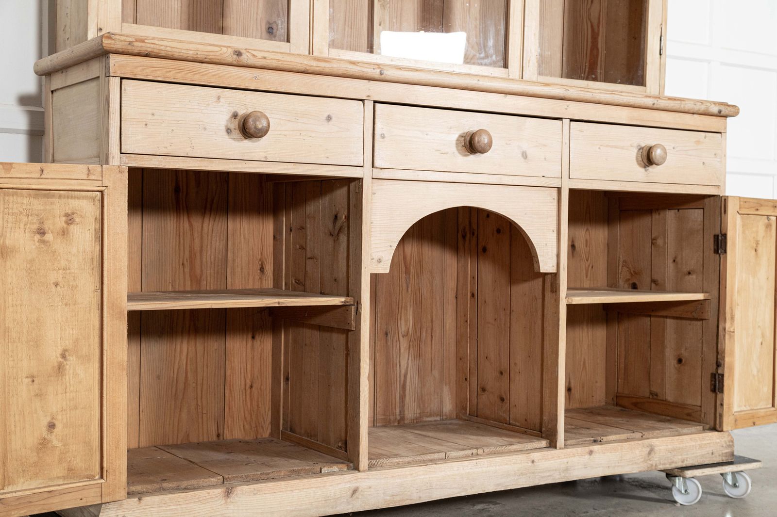 photo buy 19thc Large English Pine Glazed Panelled Dresser