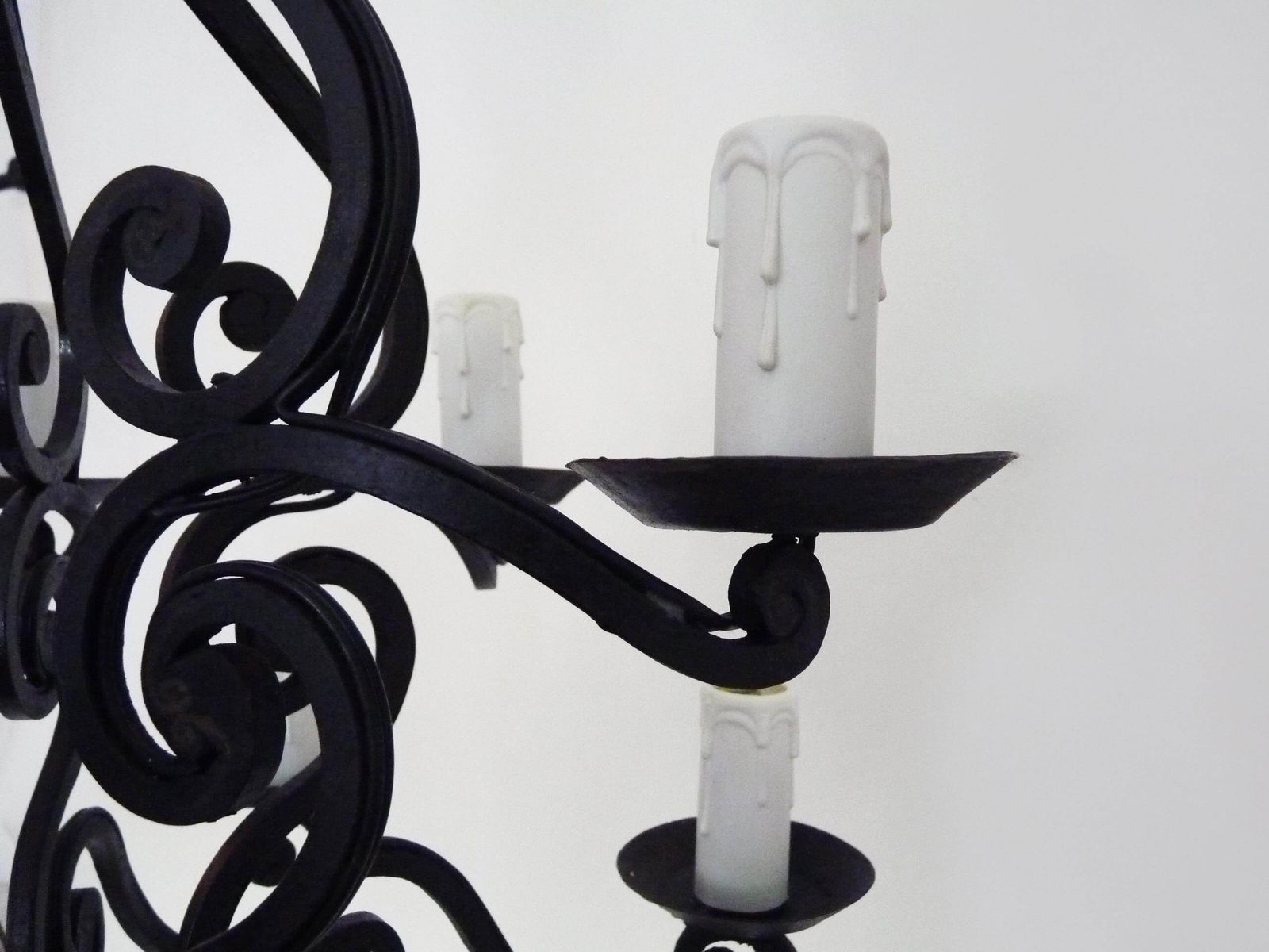 Large 12 Light Wrought Iron Entryway Or Living Room Chandelier. 1960s 1970s photo buy
