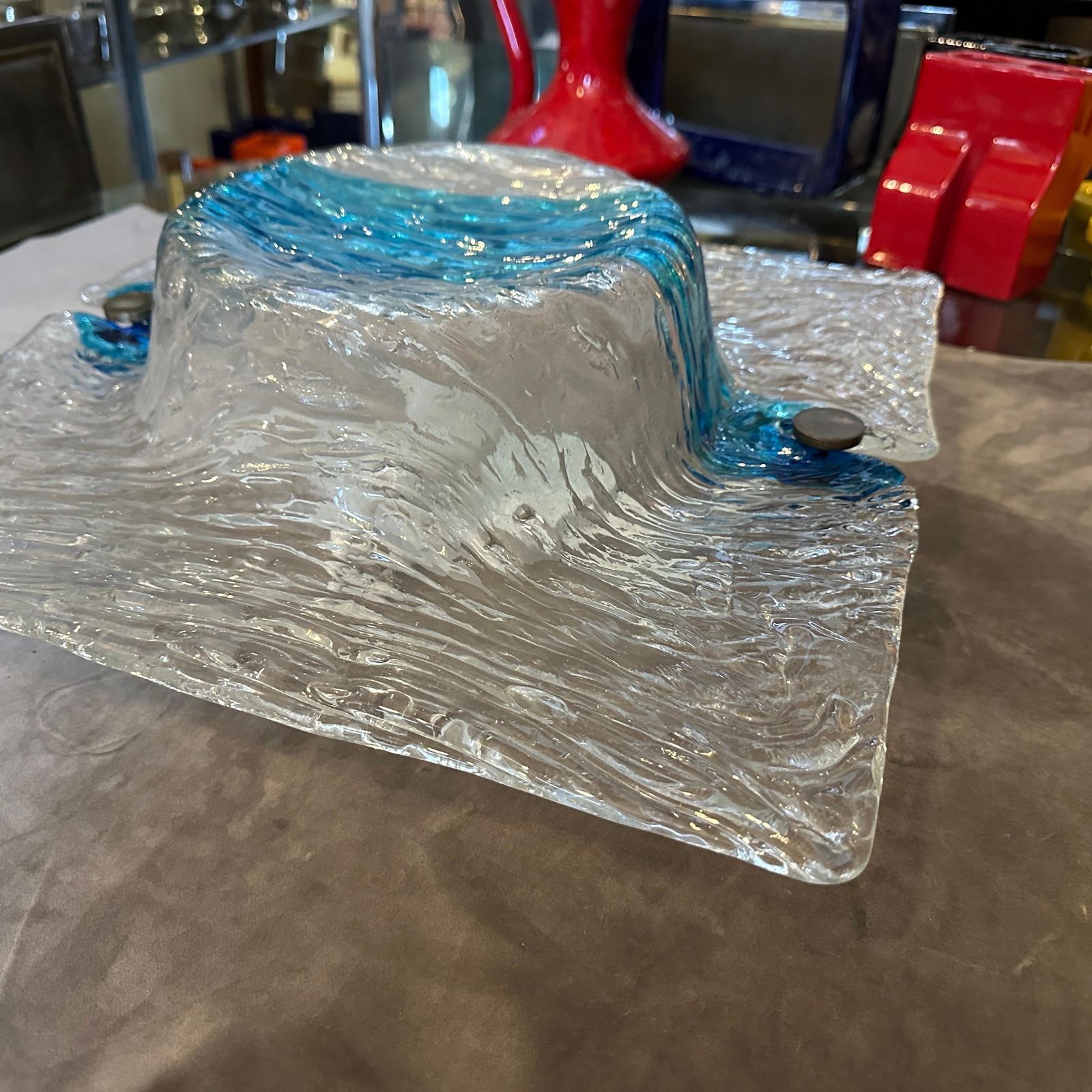 1970s Toni Zuccheri For Venini Corteccia Murano Glass Huge Space Age Wall Sconce photo Lighting