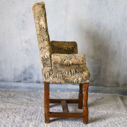 photo vinterior Bespoke Child’s Throne Chair   Oak & Exquisite Upholstery   English Early 20th‑Century