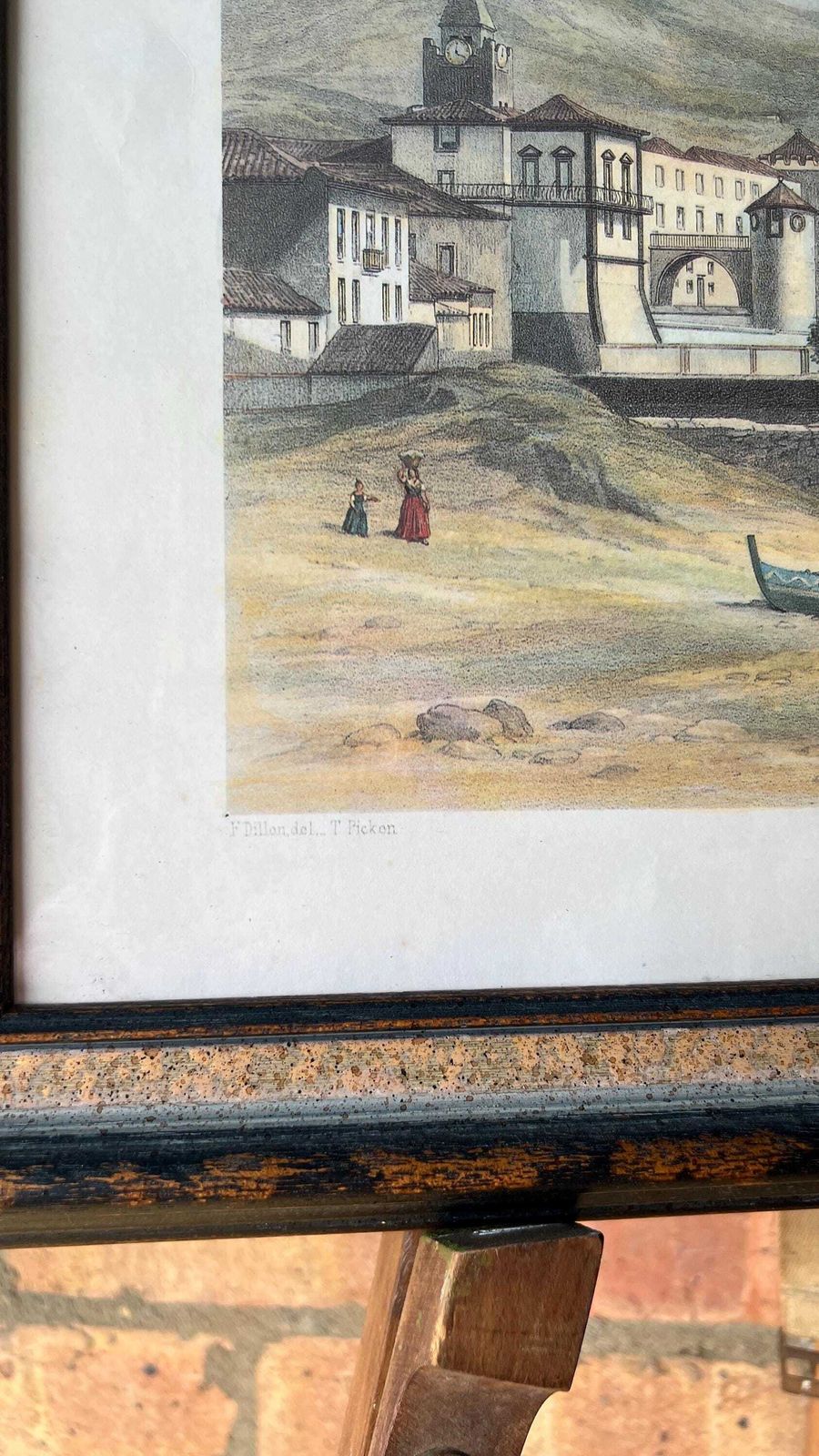 Pair Of Vintage Portuguese Scene Prints By T. Picken After F. Dillon – Coastal And Architectural Views photo 129.0