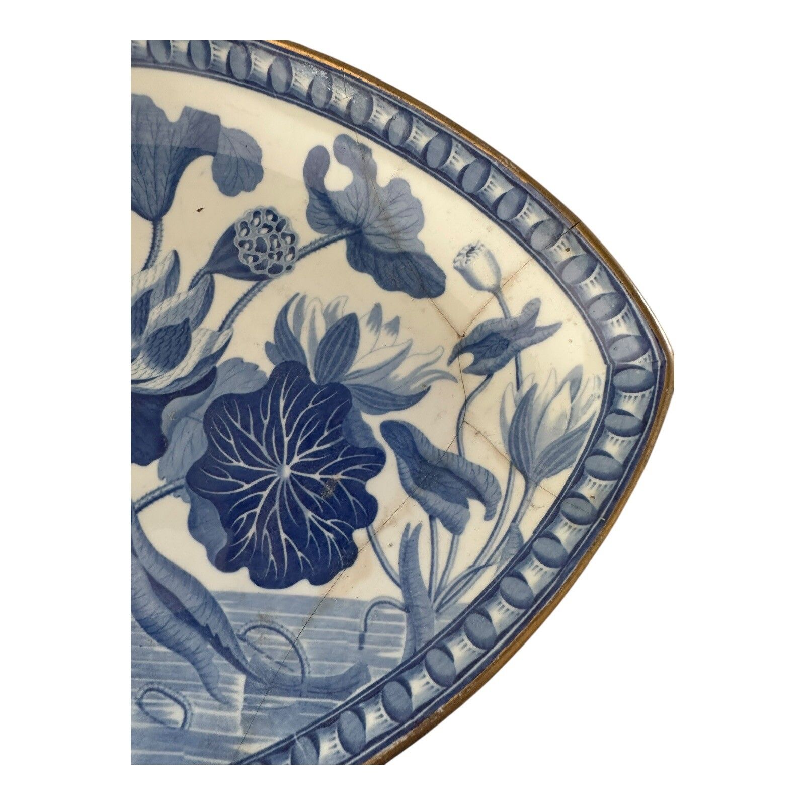 2x Wedgwood Oval Antique Repaired Stapled Plates Waterlily & Cream James Powell photo for sale