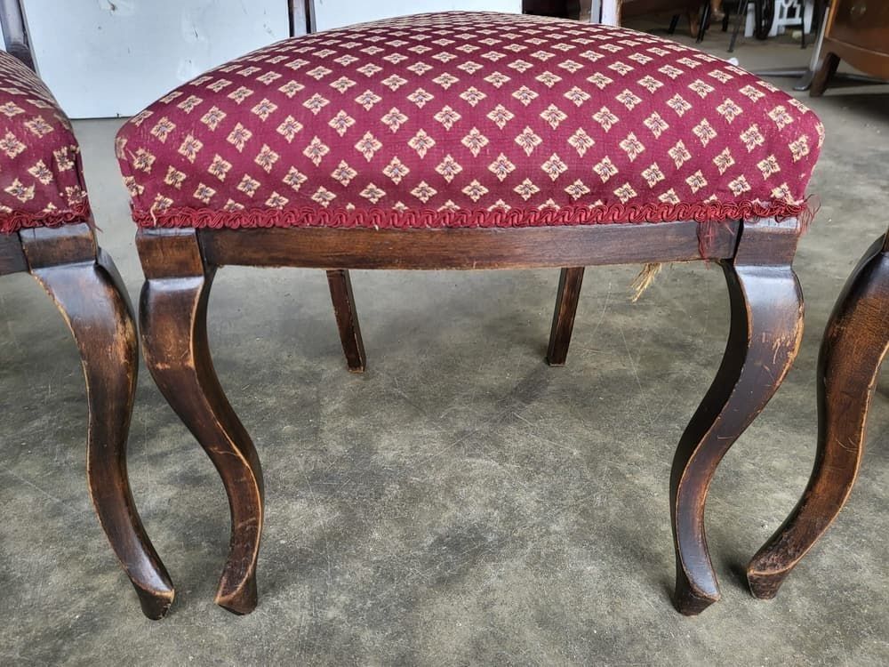 4 Antique Art Nouveau High Back Dining Chairs Curved Legs photo buy
