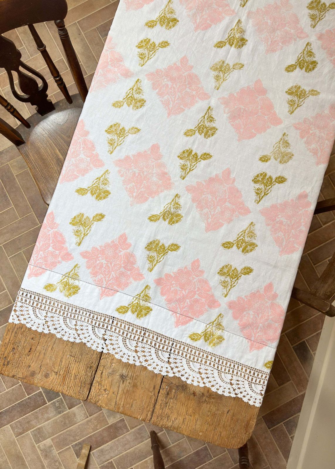 Wild Rose With Lace  Reworked Tablecloth photo furniture