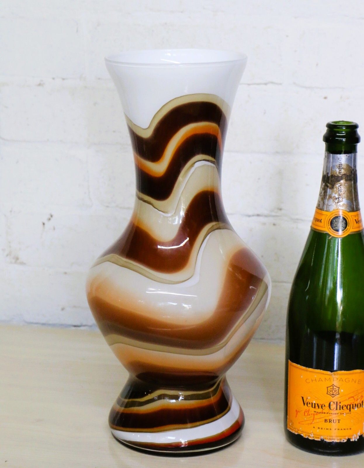 Large Vase Vintage Carlo Moretti Marbled Italian Glass Vase  1960's. photo vintage