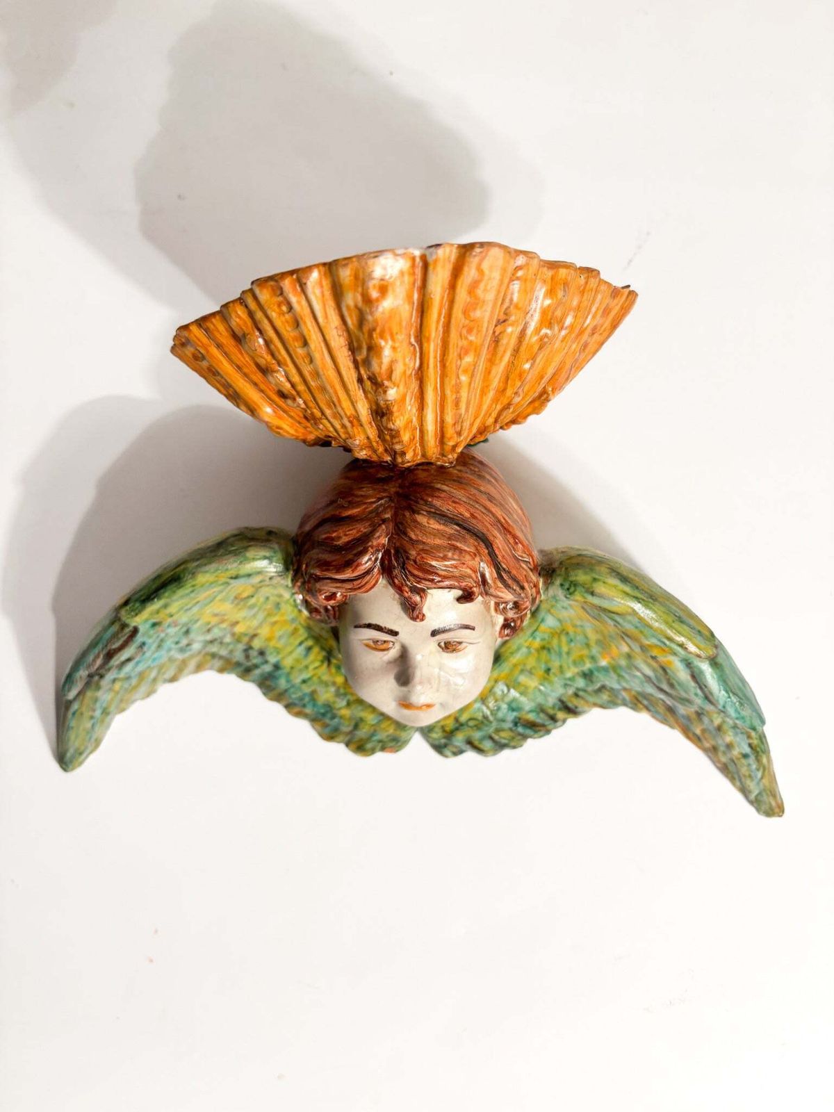 Italian Ceramic Wall Vase With Angel Early Twentieth Century