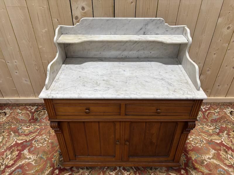 Meuble De Toilette En Noyer Et Marbre De Carrare photo buy