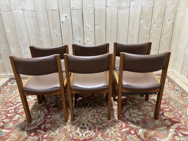 Série De 6 Chaises Dans Le Goût De Regain Assises Cuir photo 630.0