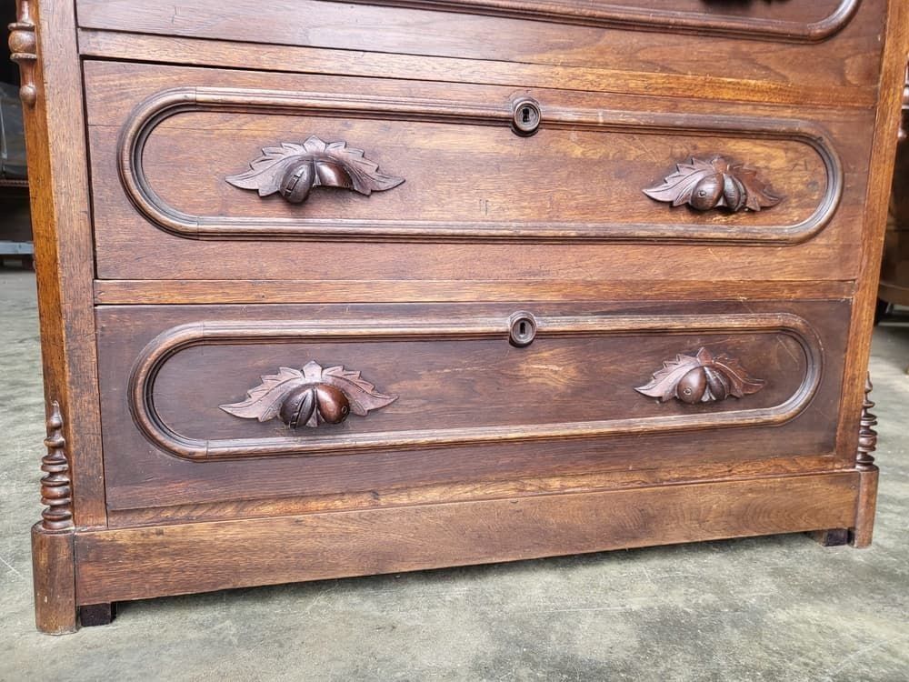 Antique 2 Over 3 Chest Of Drawers Carved Fruit Handles photo 320.0