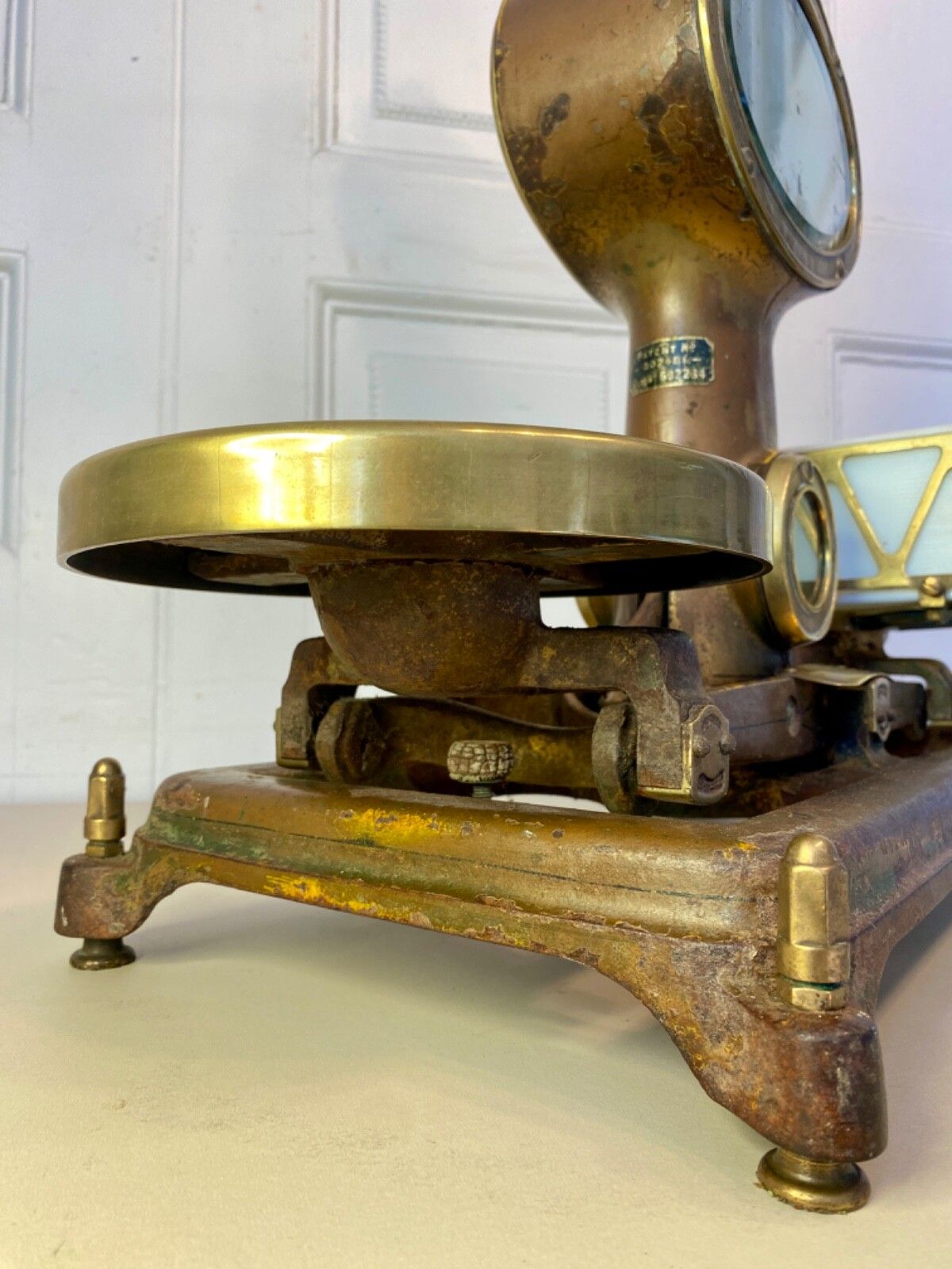 650.0 Antique Large Brass Grocers Shop Counter Scales By 'The Automatic Scale Company' photo