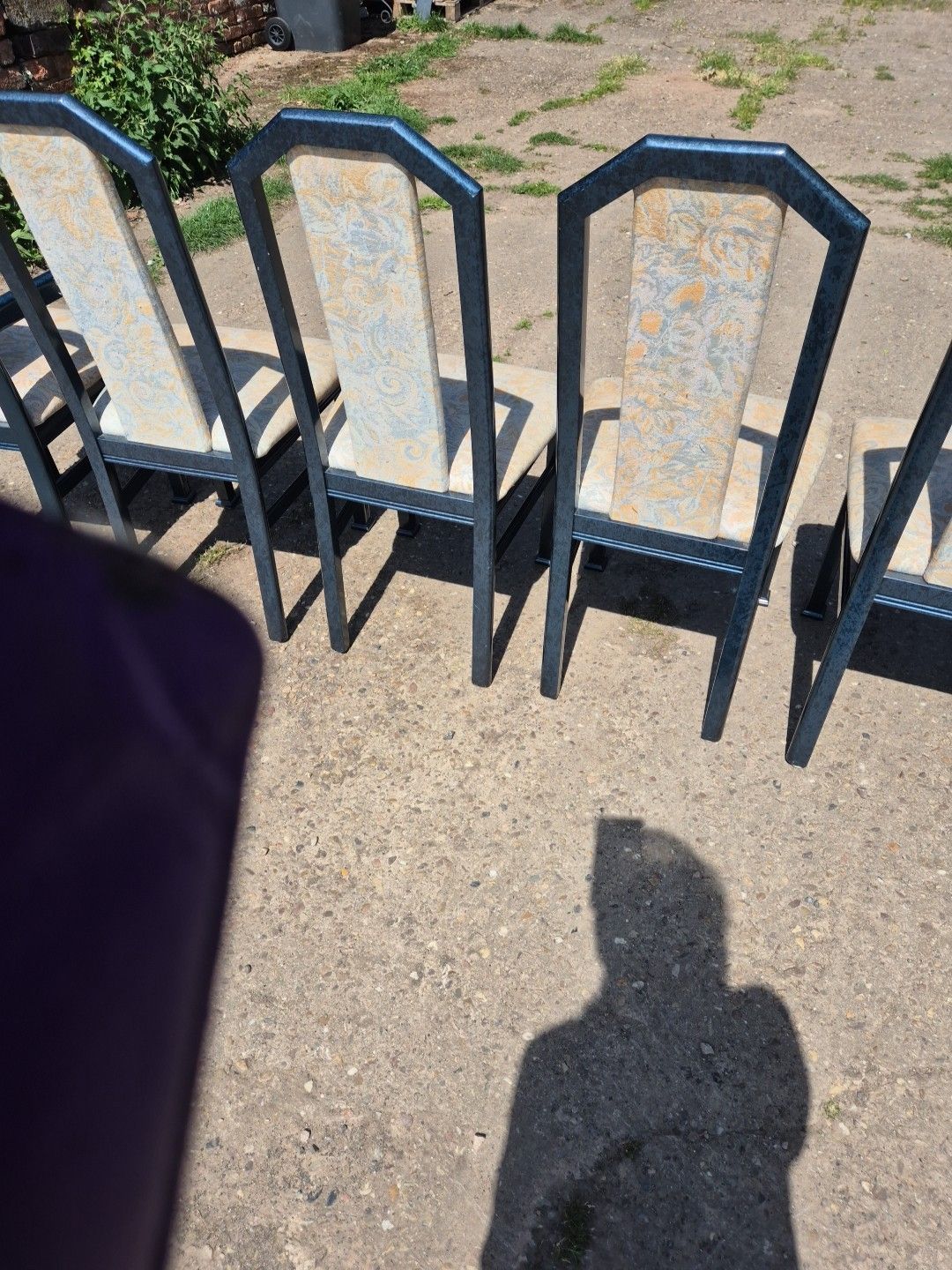 photo furniture Set Of 6 (2 Carvers) Blue Marble Effect Wooden Framed Dining Chairs By Caxton