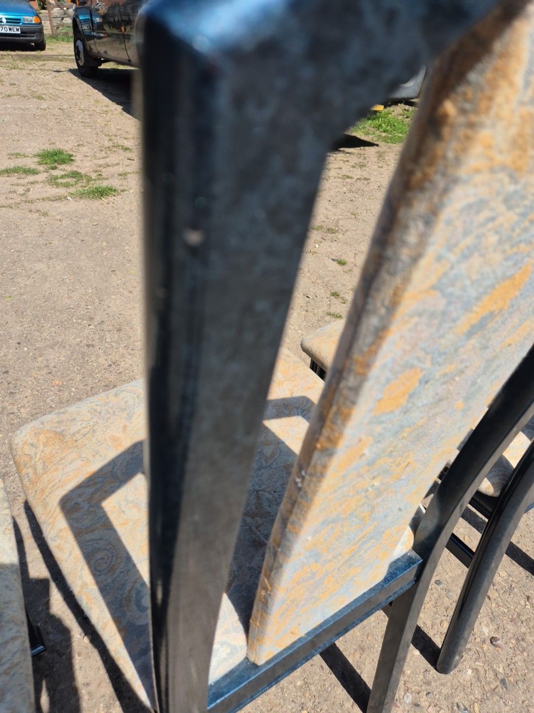 photo vintage Set Of 6 (2 Carvers) Blue Marble Effect Wooden Framed Dining Chairs By Caxton