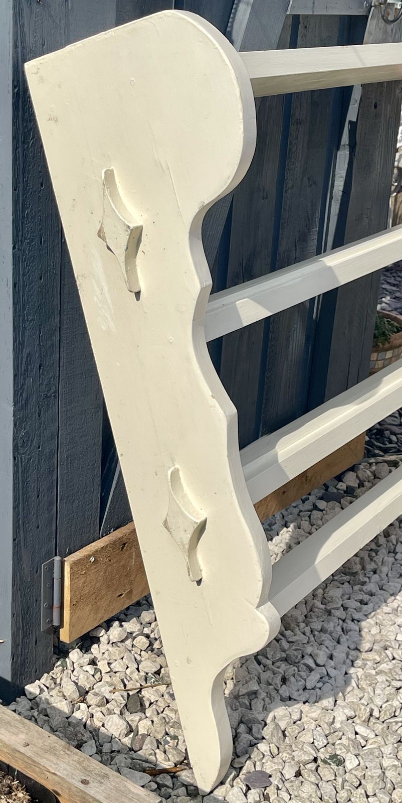 Large Vintage Painted Wood Wall Shelf photo furniture