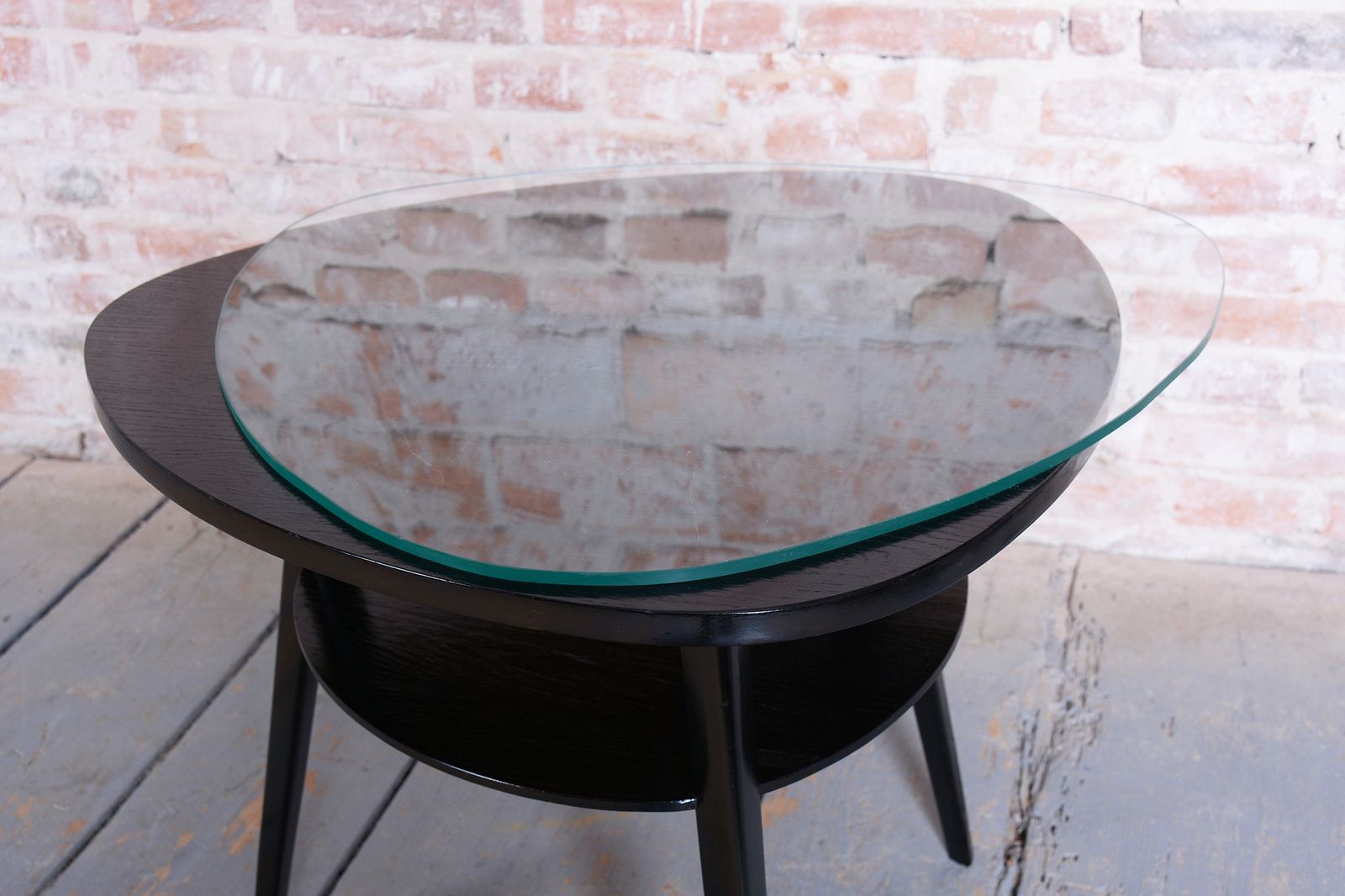 Restored Mid  Century Coffee Table, Beech, Oak, Glass, Polish, Czech, 1950s photo for sale