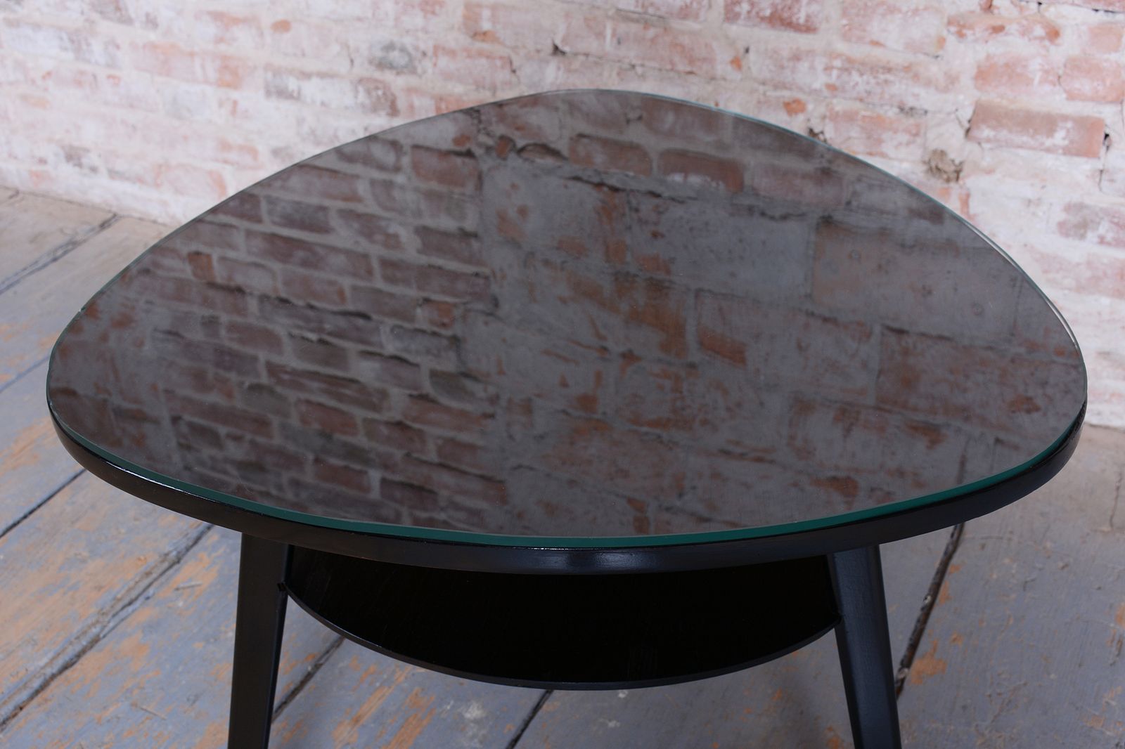 350.0 Restored Mid  Century Coffee Table, Beech, Oak, Glass, Polish, Czech, 1950s photo