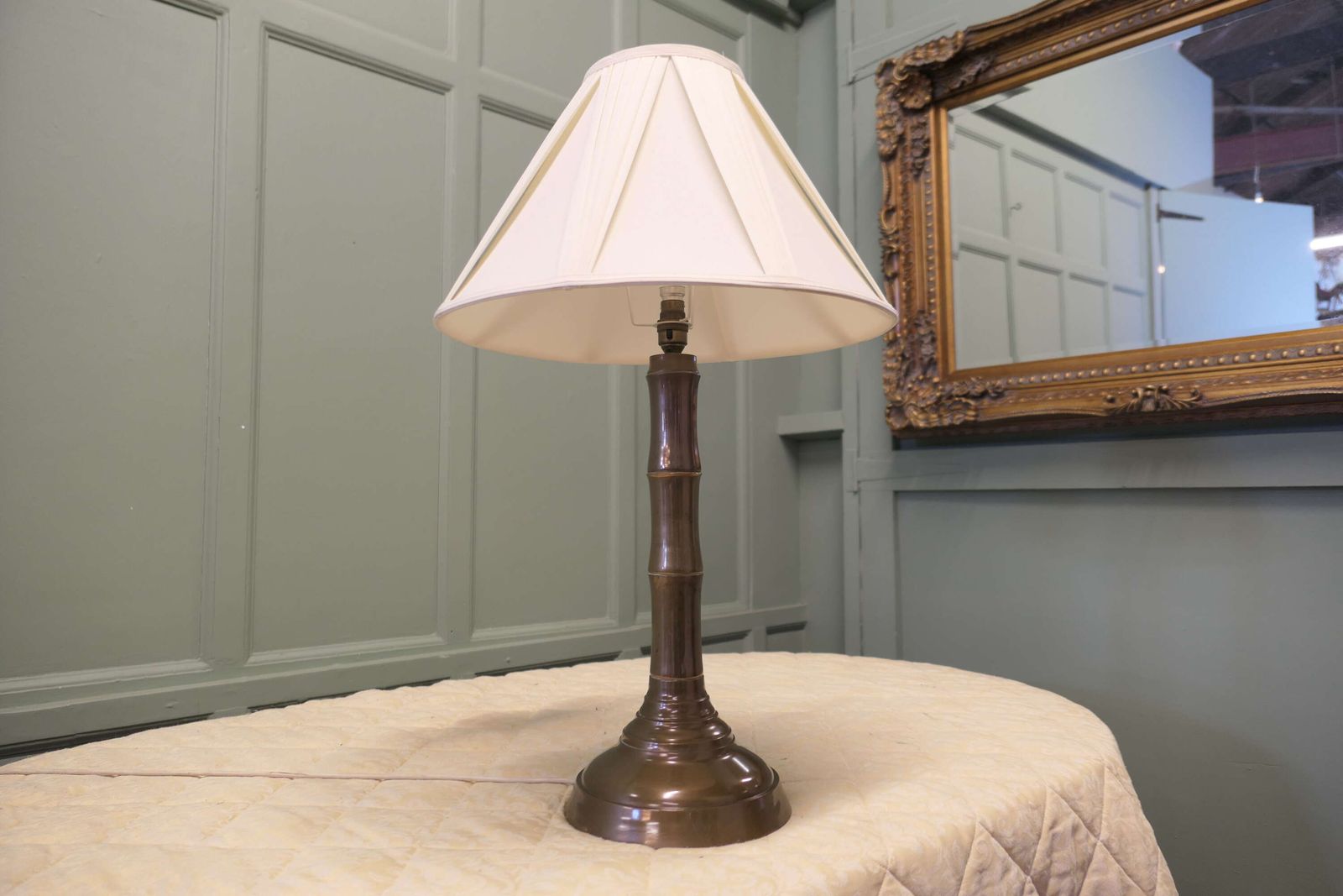 Simulated Bamboo Brass Table Lamp photo vinterior