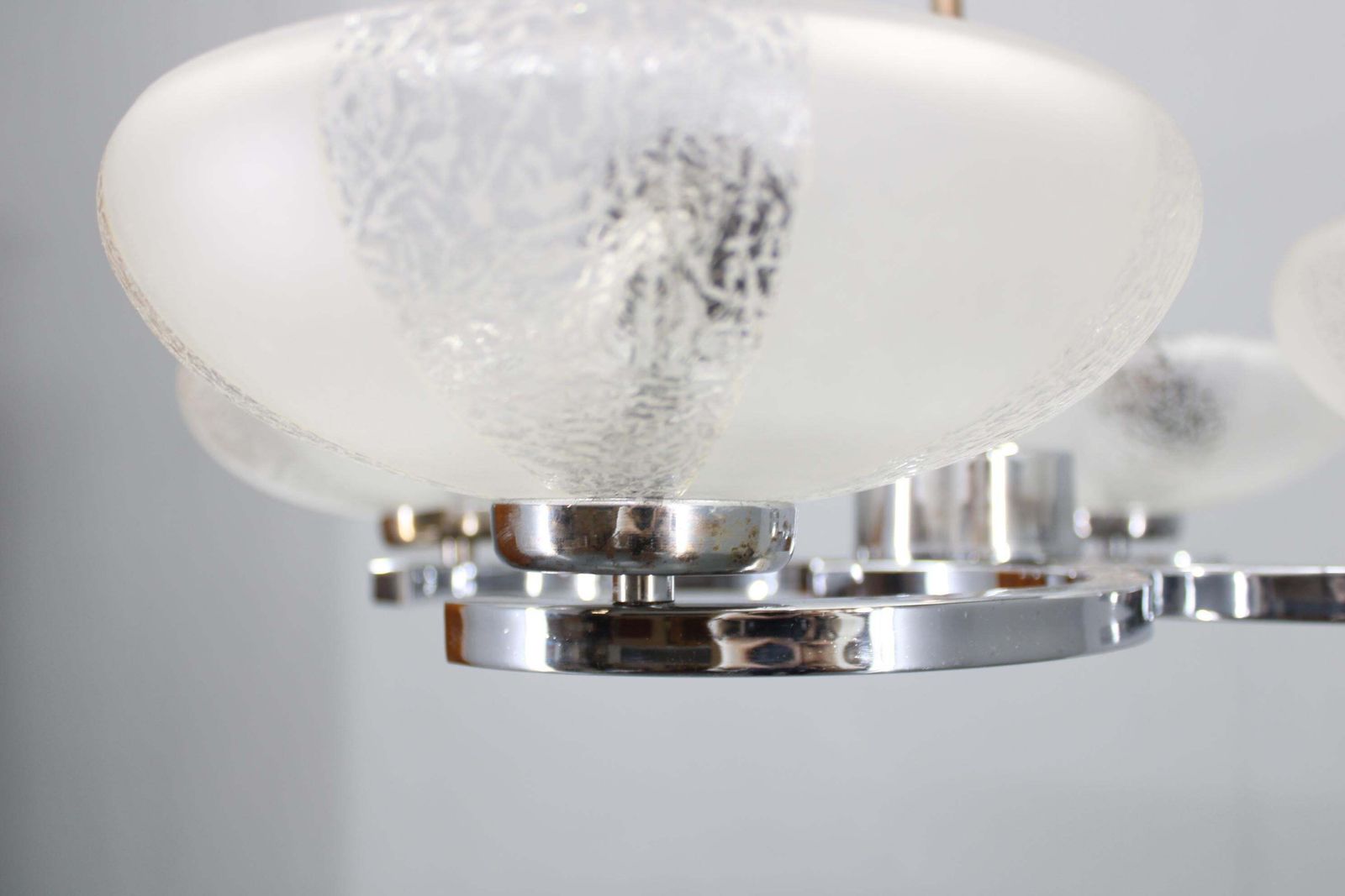 Lighting 1950s Chrome And Glass Chandelier By Napako, Czechoslovakia photo